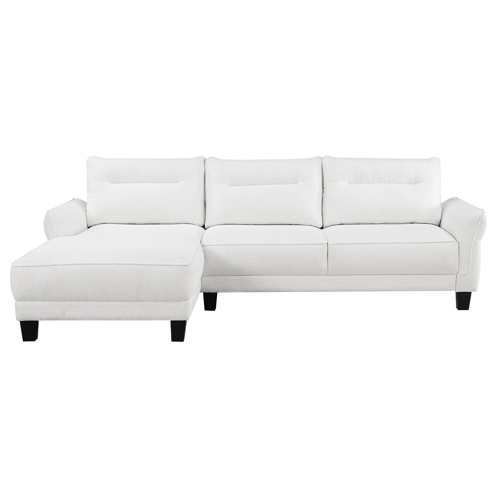 Caspian Upholstered Curved Arm Chaise Sectional Sofa White - Tampa Furniture Outlet