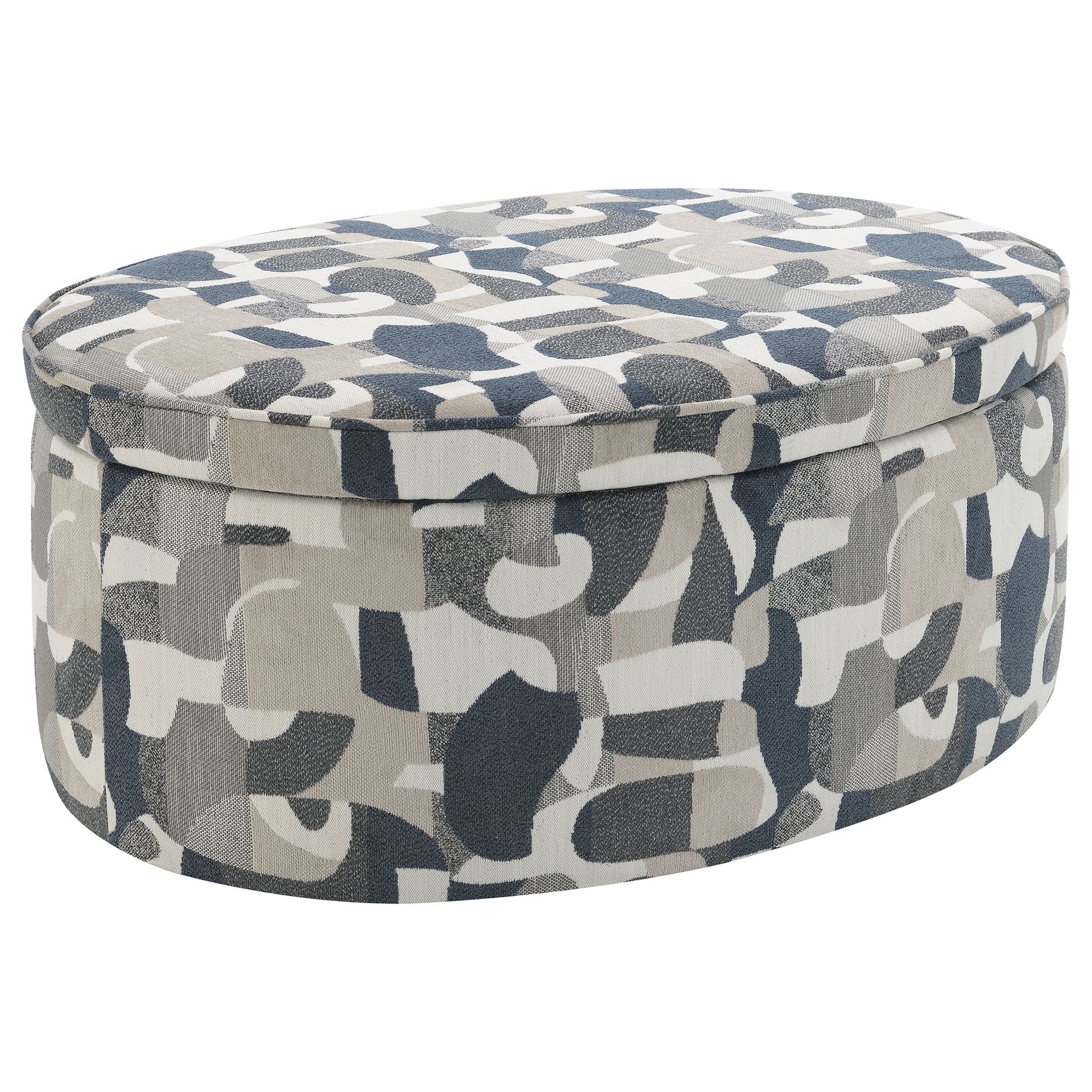 Tampa Furniture Outlet - Coaster - Tomkins Oval Upholstered Storage Ottoman Indigo Blue - 509674
