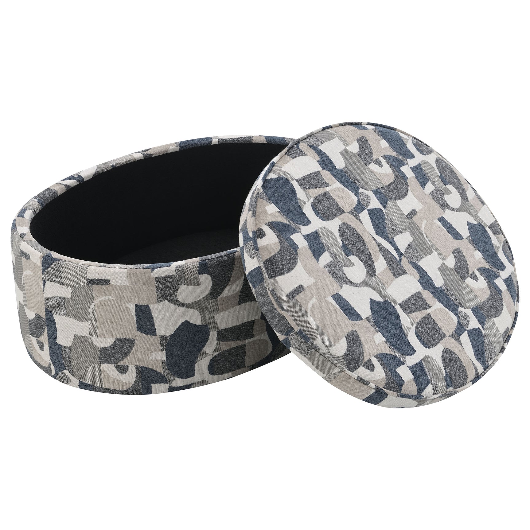 Tomkins Oval Upholstered Storage Ottoman Indigo Blue - Tampa Furniture Outlet
