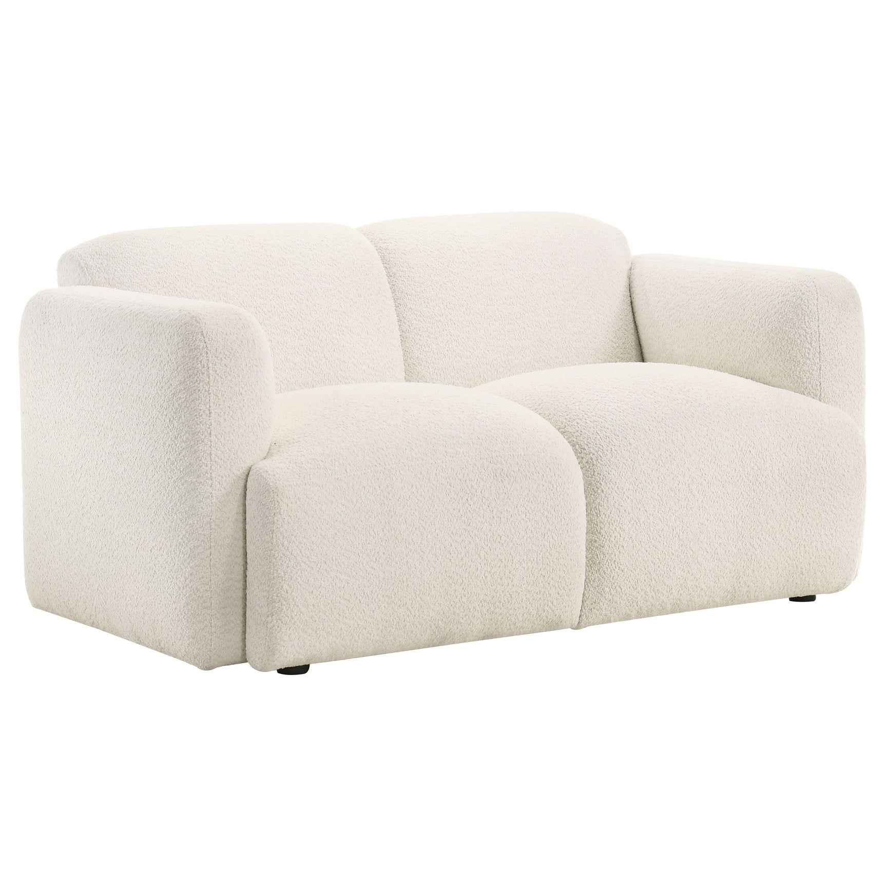 Tampa Furniture Outlet - Coaster - Dorset Fabric Upholstered Round Track Arm Loveseat White - 509812
