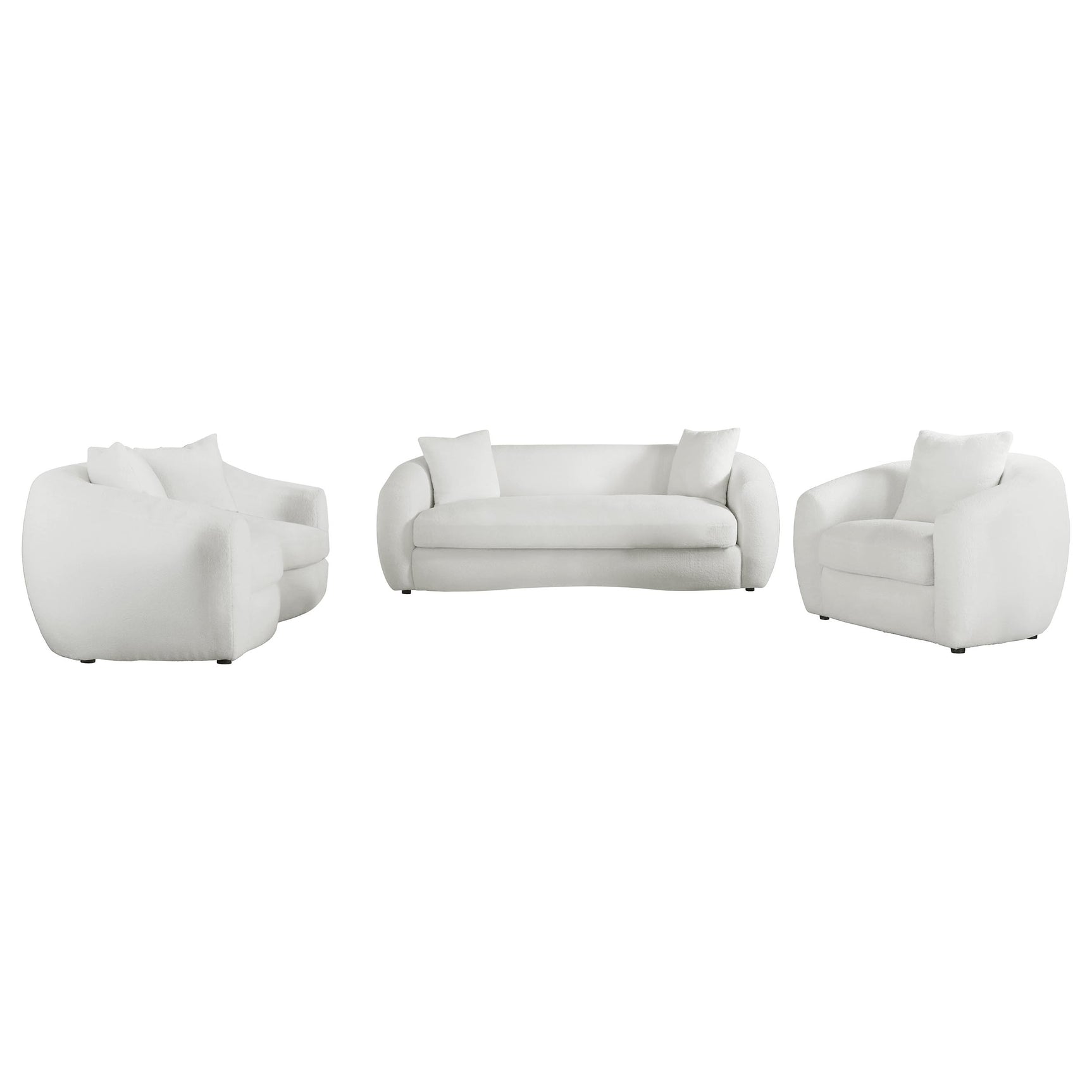 Isabella 3-piece Faux Sheepskin Upholstered Sofa Set Natural - Tampa Furniture Outlet