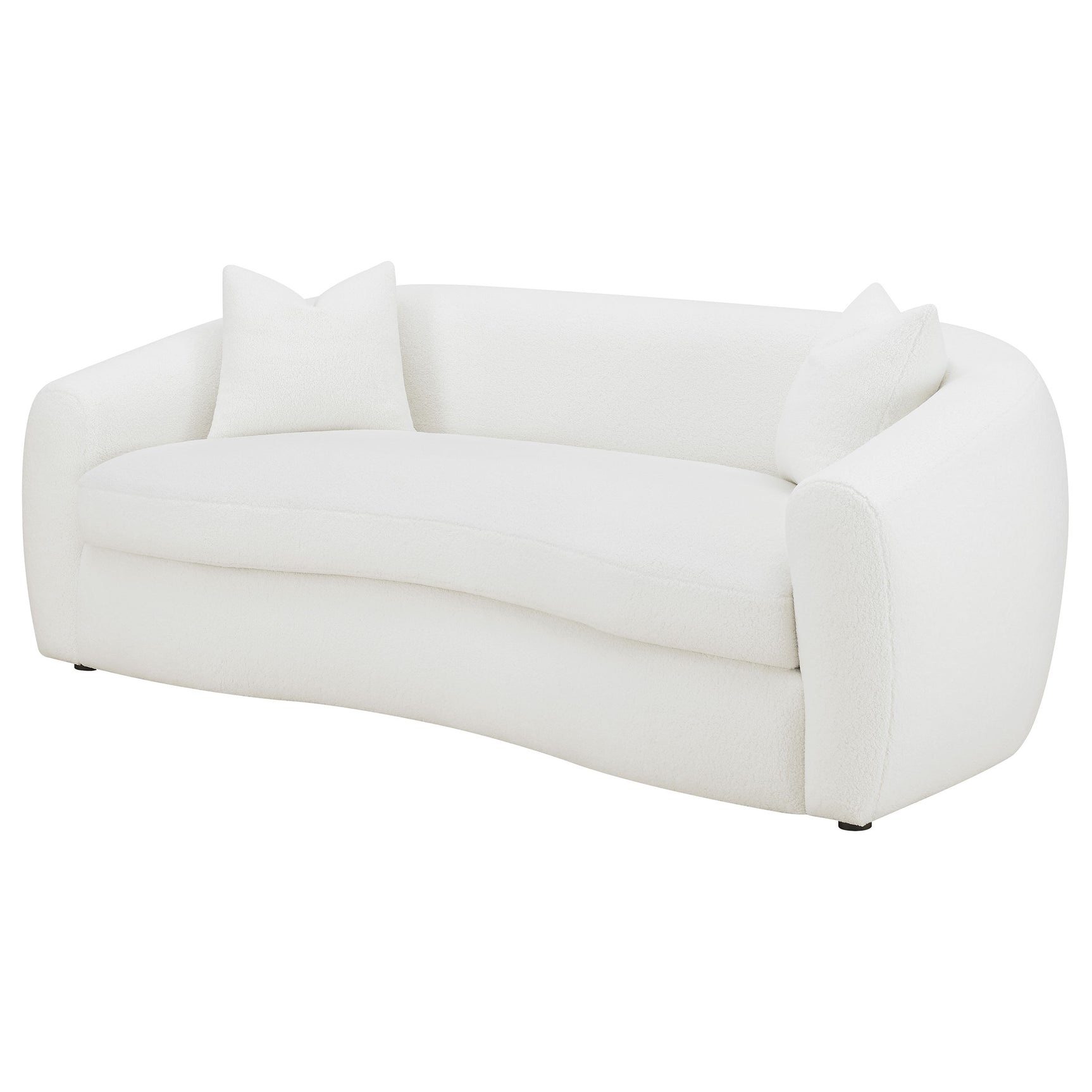 Isabella Faux Sheepskin Upholstered Sofa Natural - Tampa Furniture Outlet