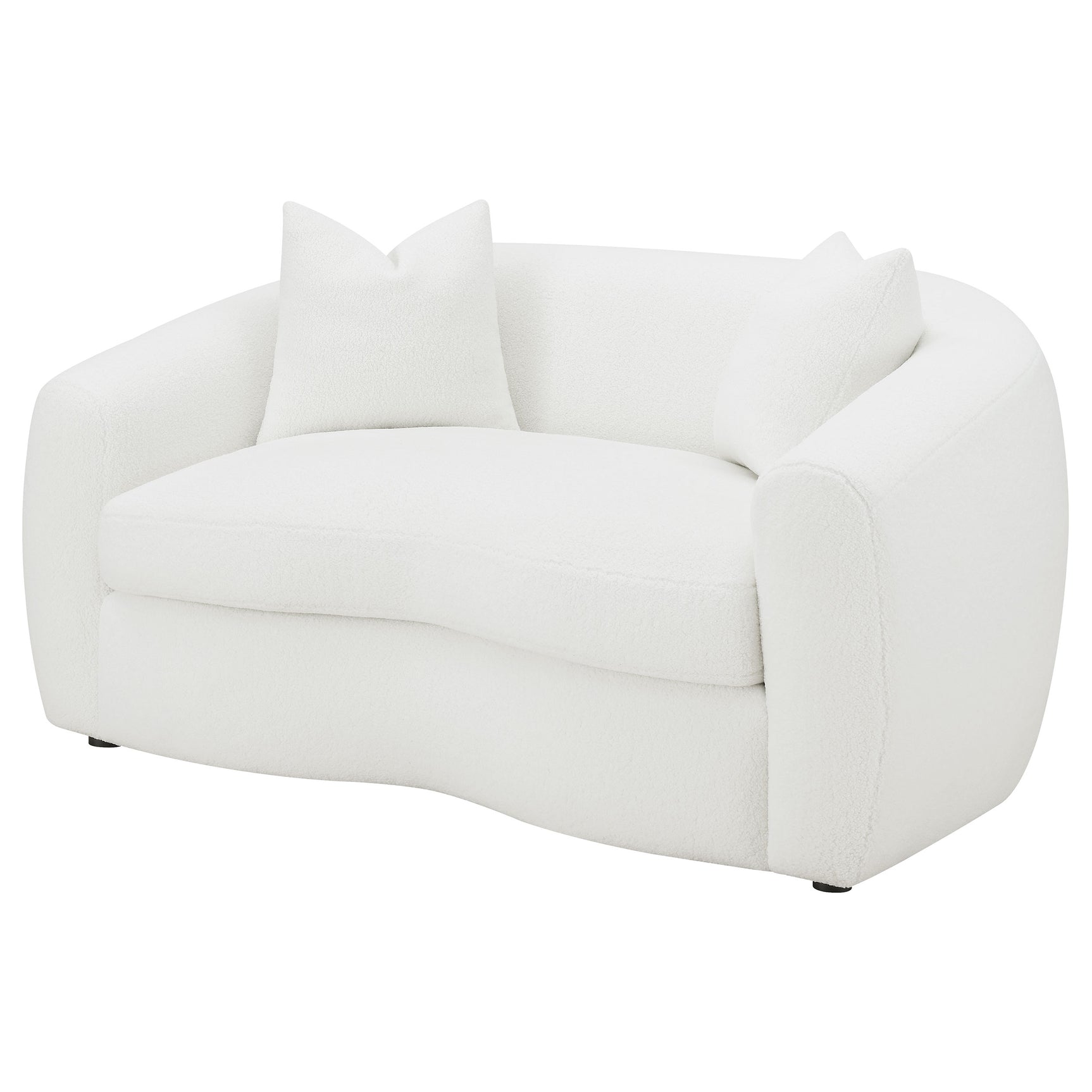 Isabella Faux Sheepskin Upholstered Loveseat Natural - Tampa Furniture Outlet