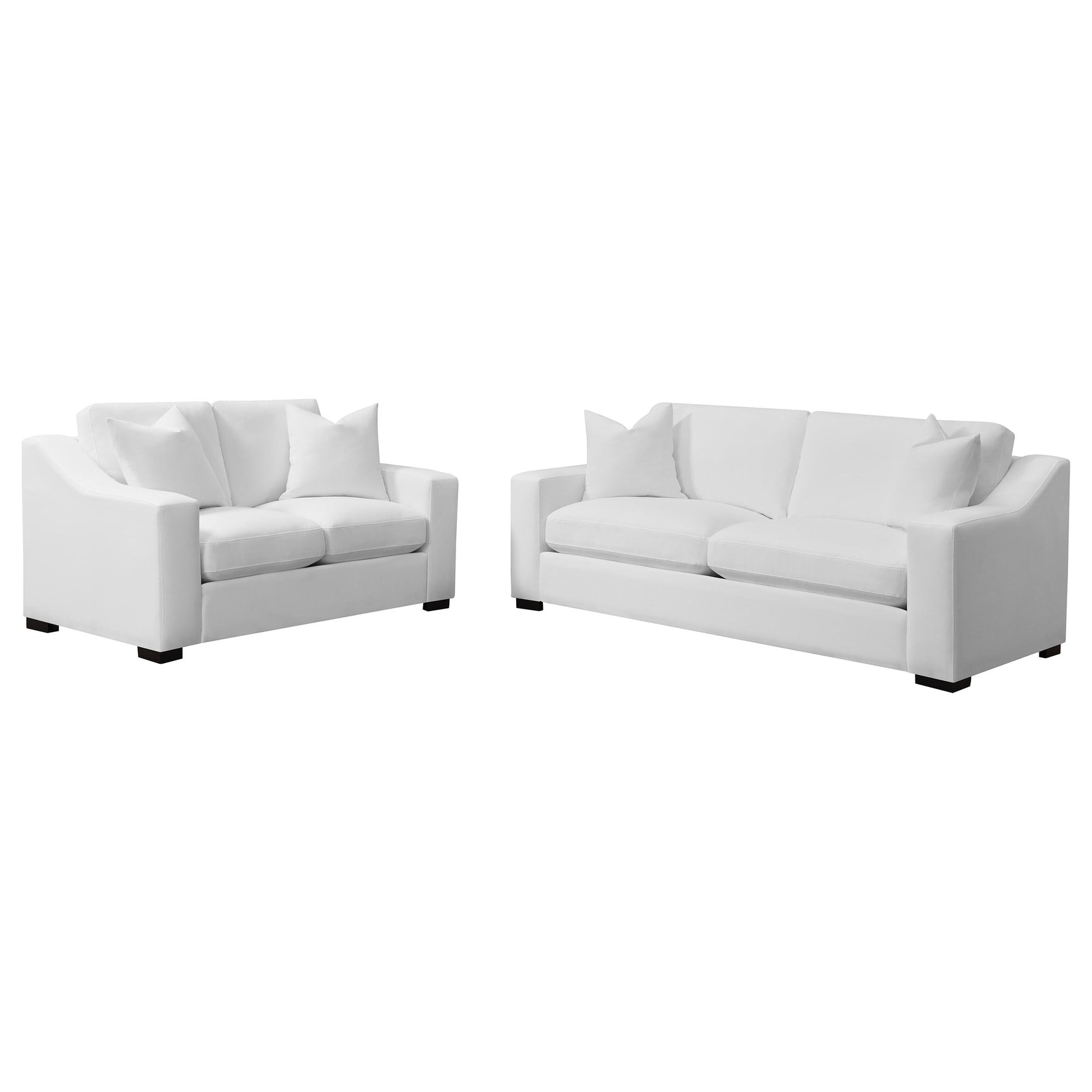 Ashlyn 2-piece Upholstered Sloped Arm Sofa Set White - Tampa Furniture Outlet