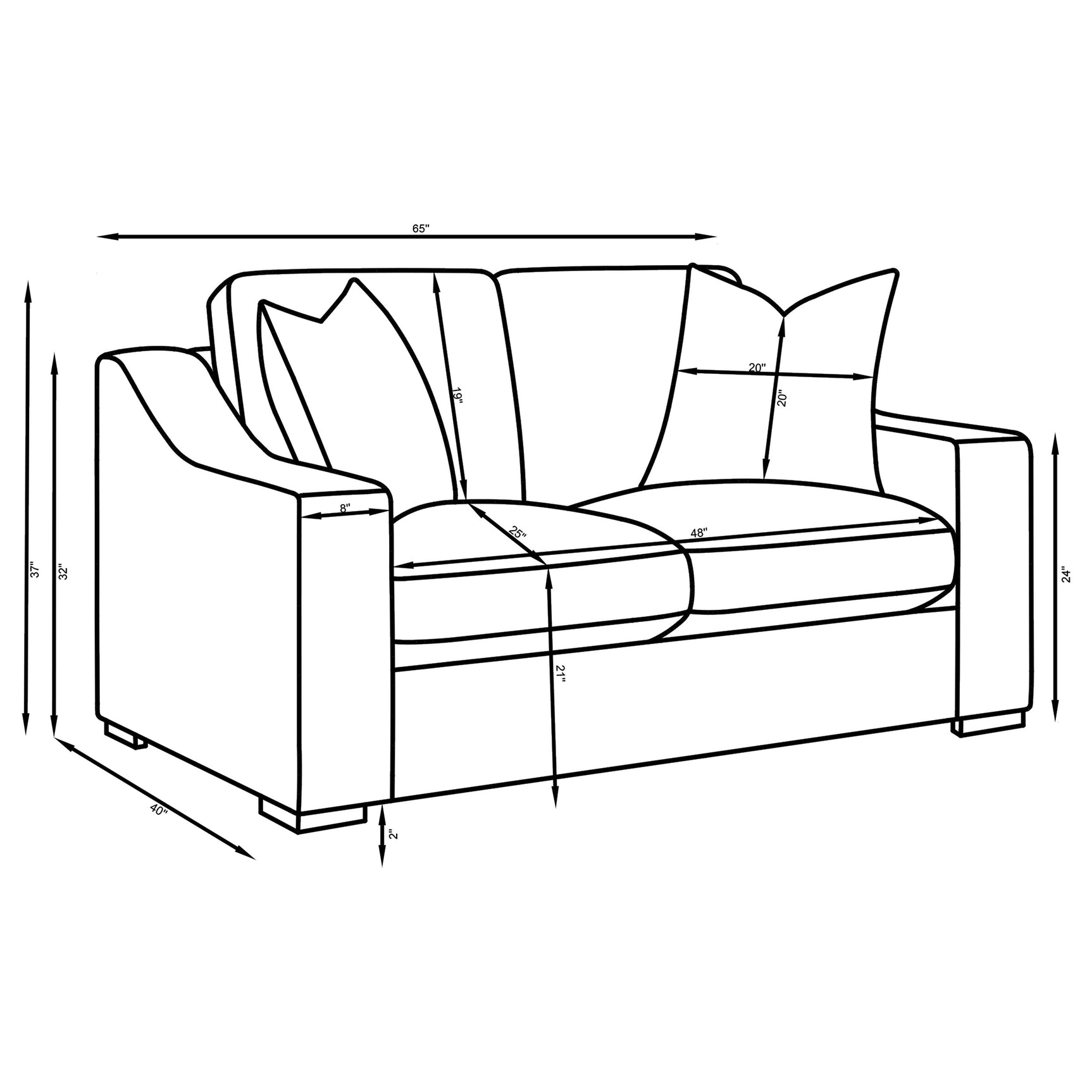 Ashlyn 2-piece Upholstered Sloped Arm Sofa Set White - Tampa Furniture Outlet