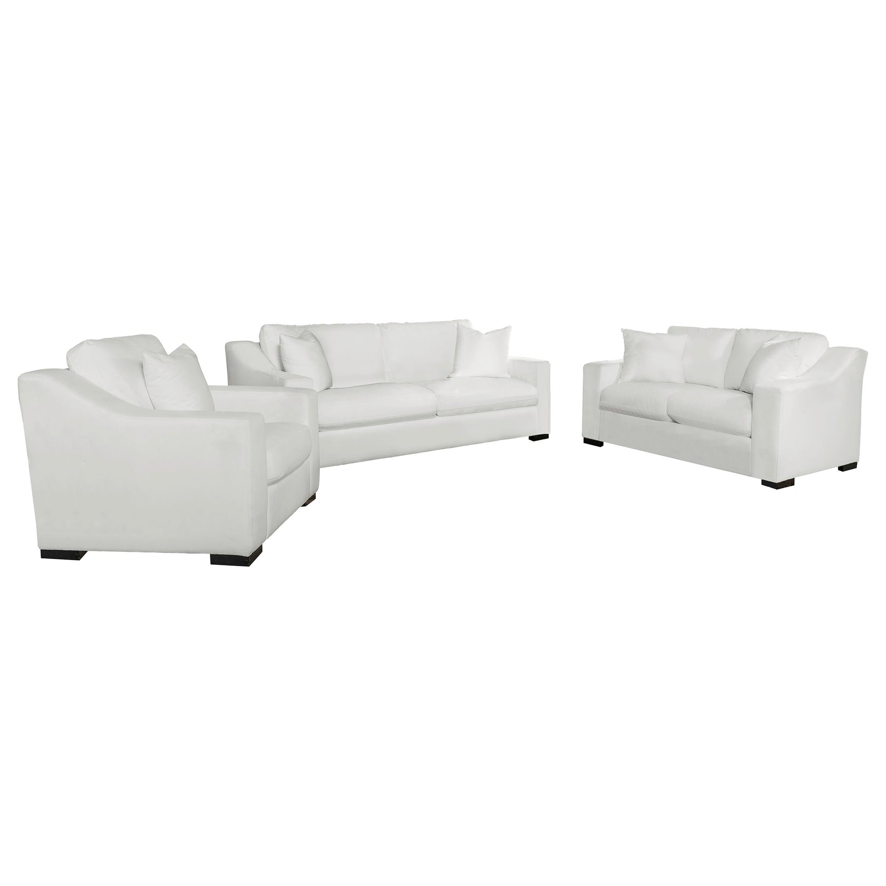 Ashlyn 3-piece Upholstered Sloped Arm Sofa Set White - Tampa Furniture Outlet