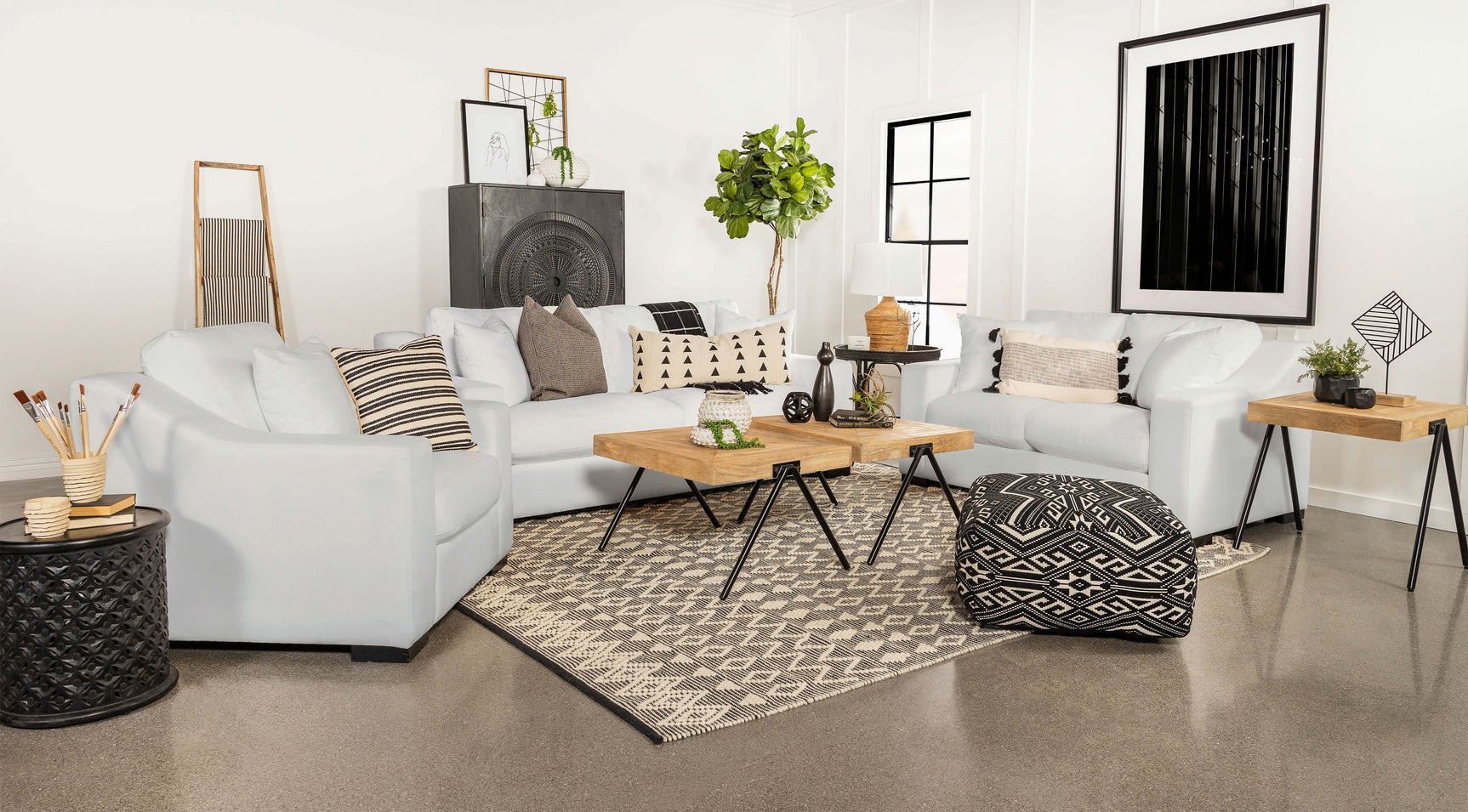 Ashlyn Upholstered Sloped Arm Loveseat White - Tampa Furniture Outlet