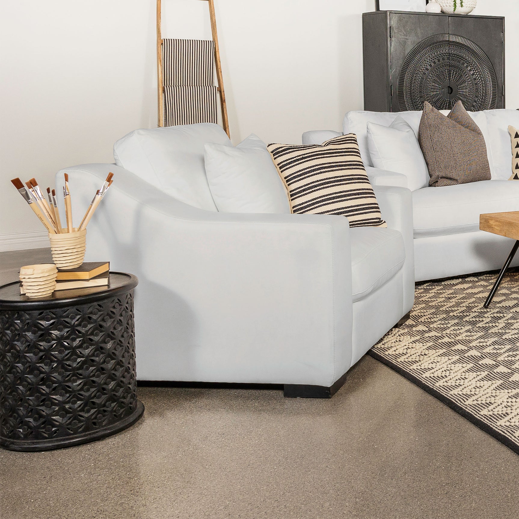 Ashlyn Upholstered Sloped Arm Accent Chair White - Tampa Furniture Outlet