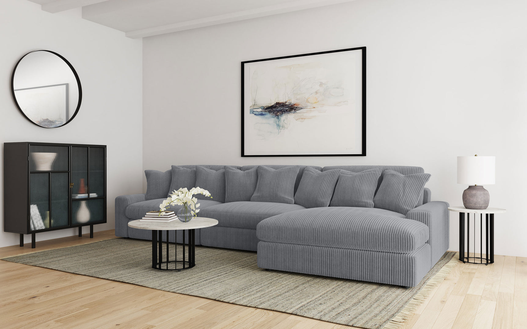 Tampa Furniture Outlet - Coaster - Blaine Upholstered Reversible Chaise Sectional Sofa Fog - 509900-SET