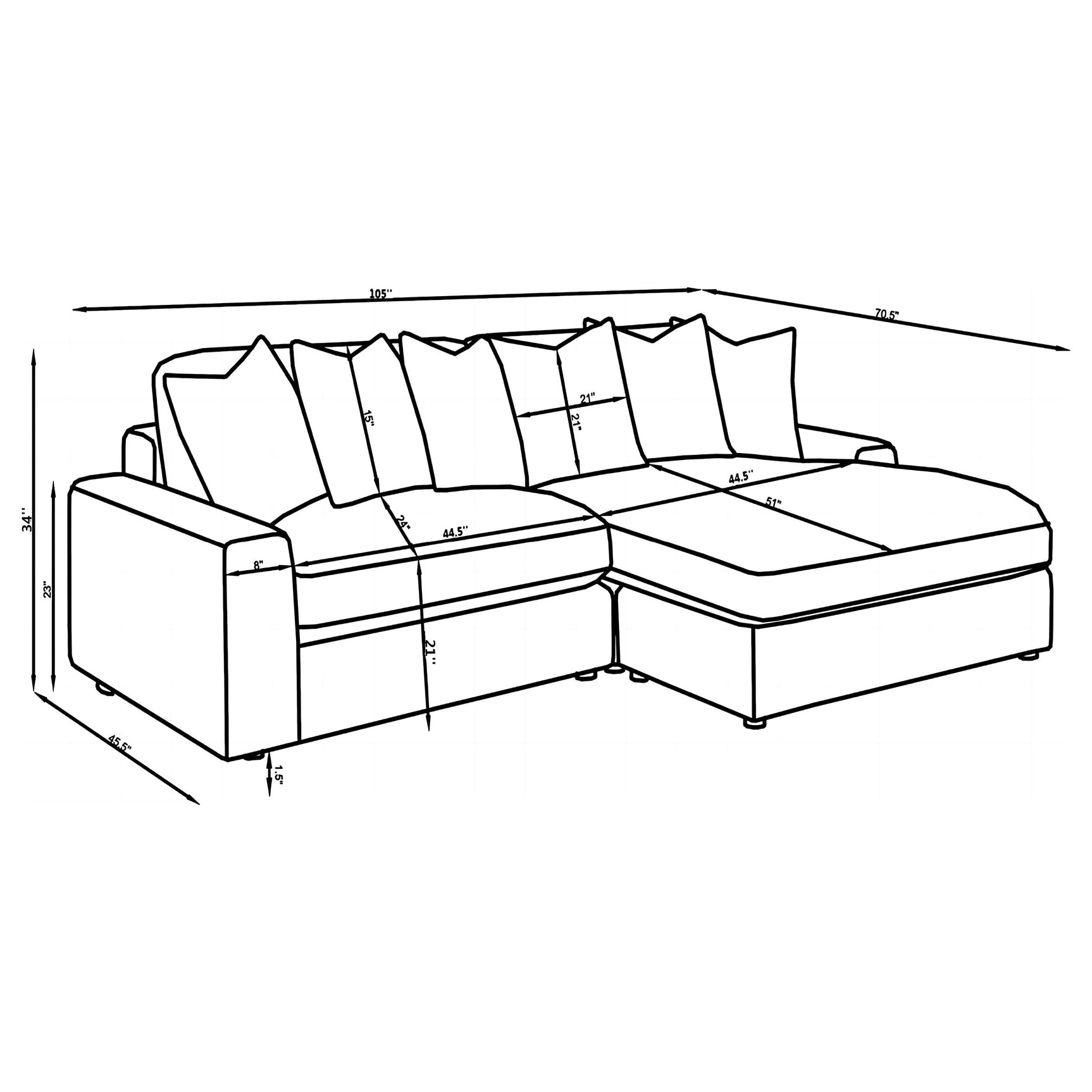 Blaine Upholstered Reversible Chaise Sectional Sofa Fog - Tampa Furniture Outlet