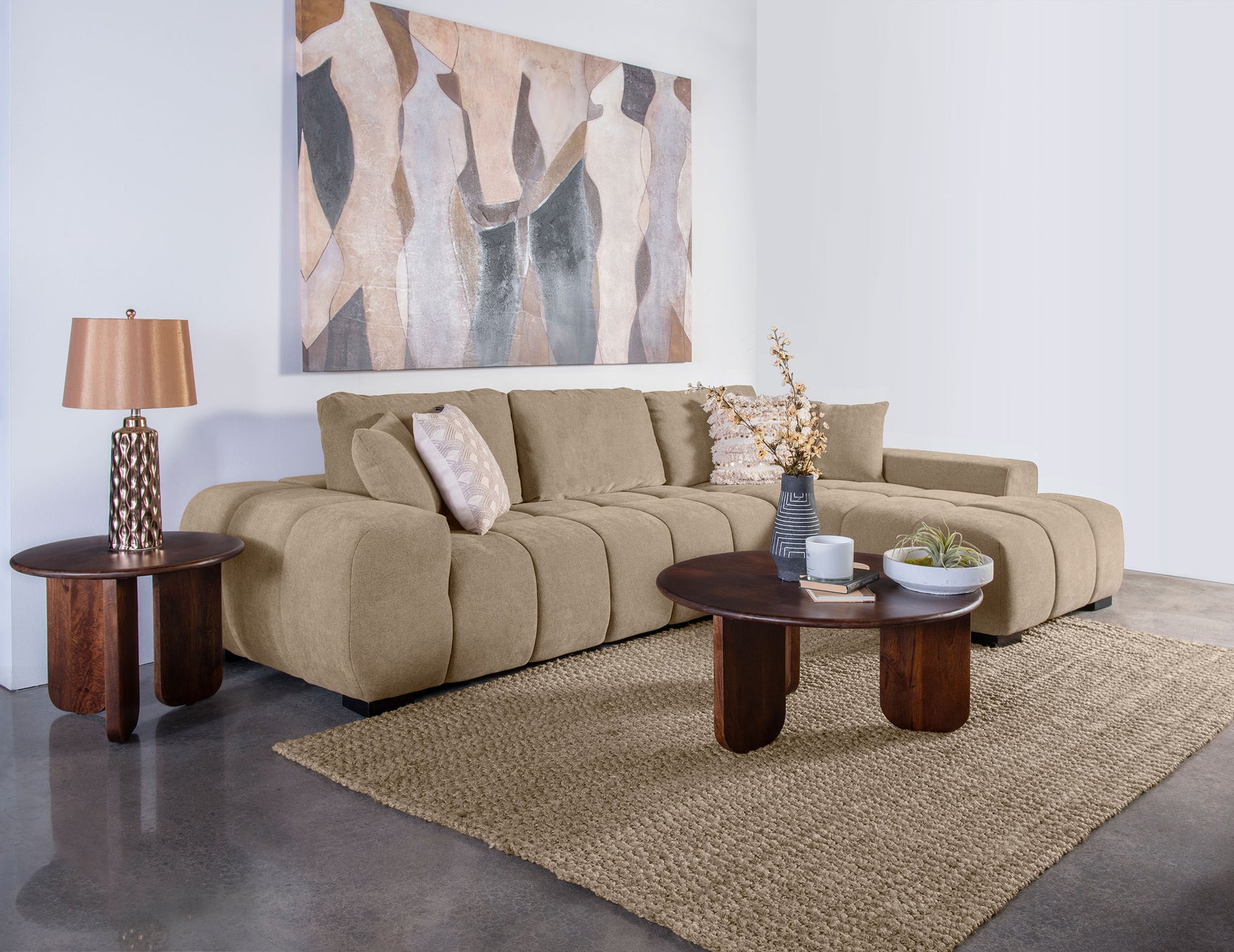 Octavia Upholstered Sectional Chaise Sofa Camel - Tampa Furniture Outlet
