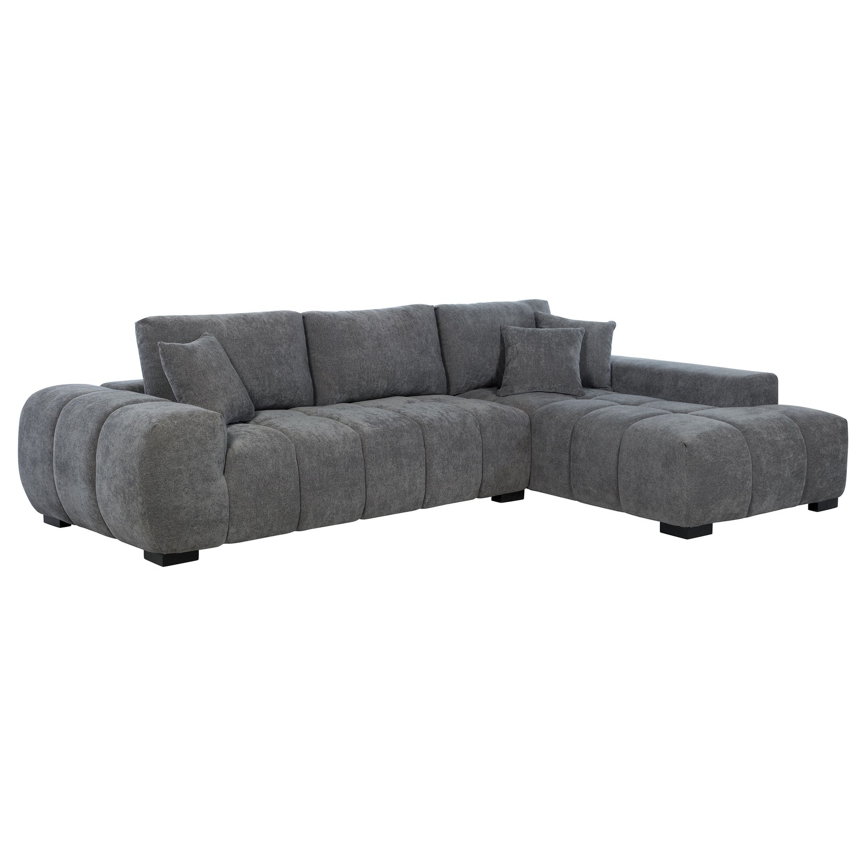 Tampa Furniture Outlet - Coaster - Octavia Upholstered Sectional Chaise Sofa Charcoal Grey - 509965
