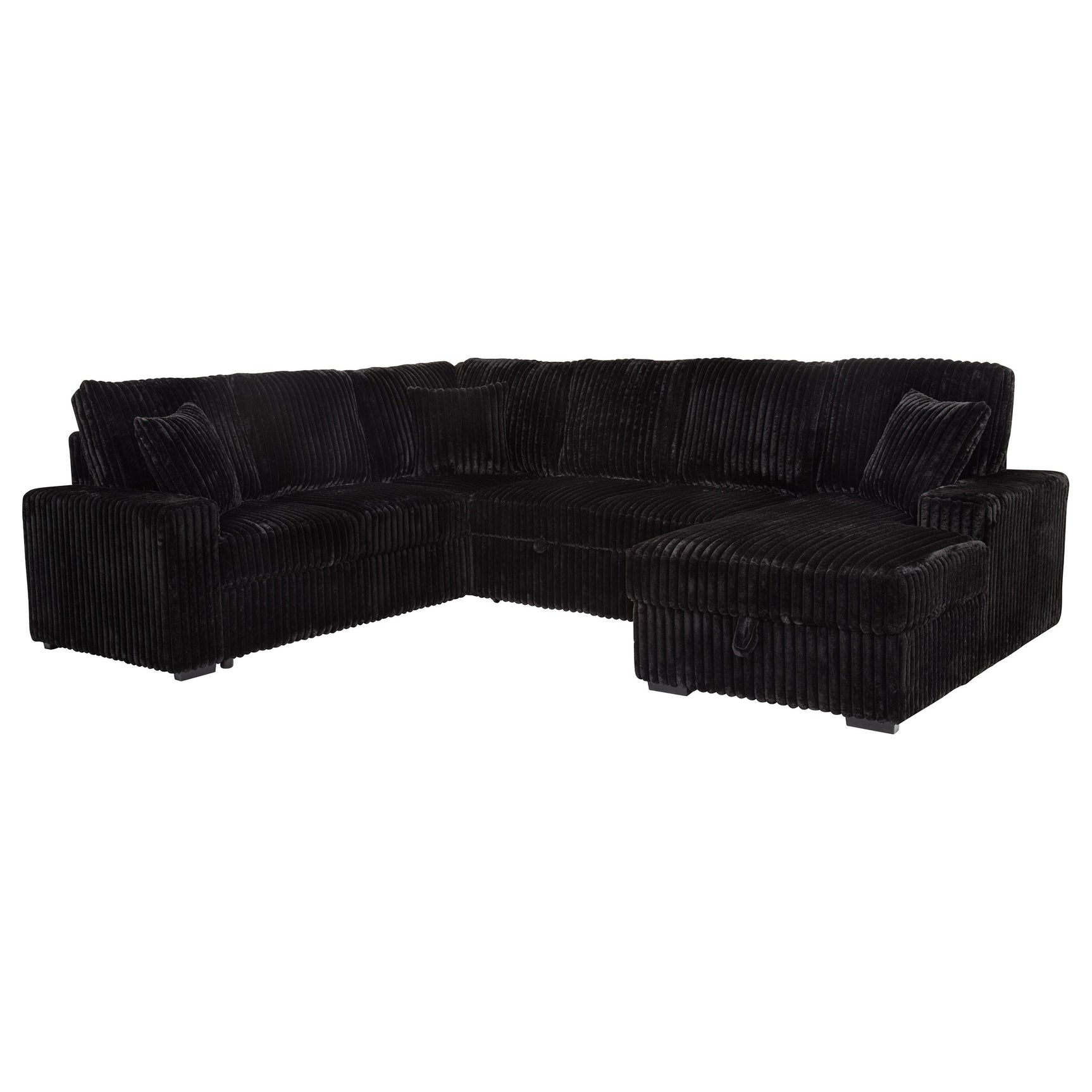 Tampa Furniture Outlet - Coaster - Devonshire Sleeper Sectional Sofa Storage Chaise Black - 511049