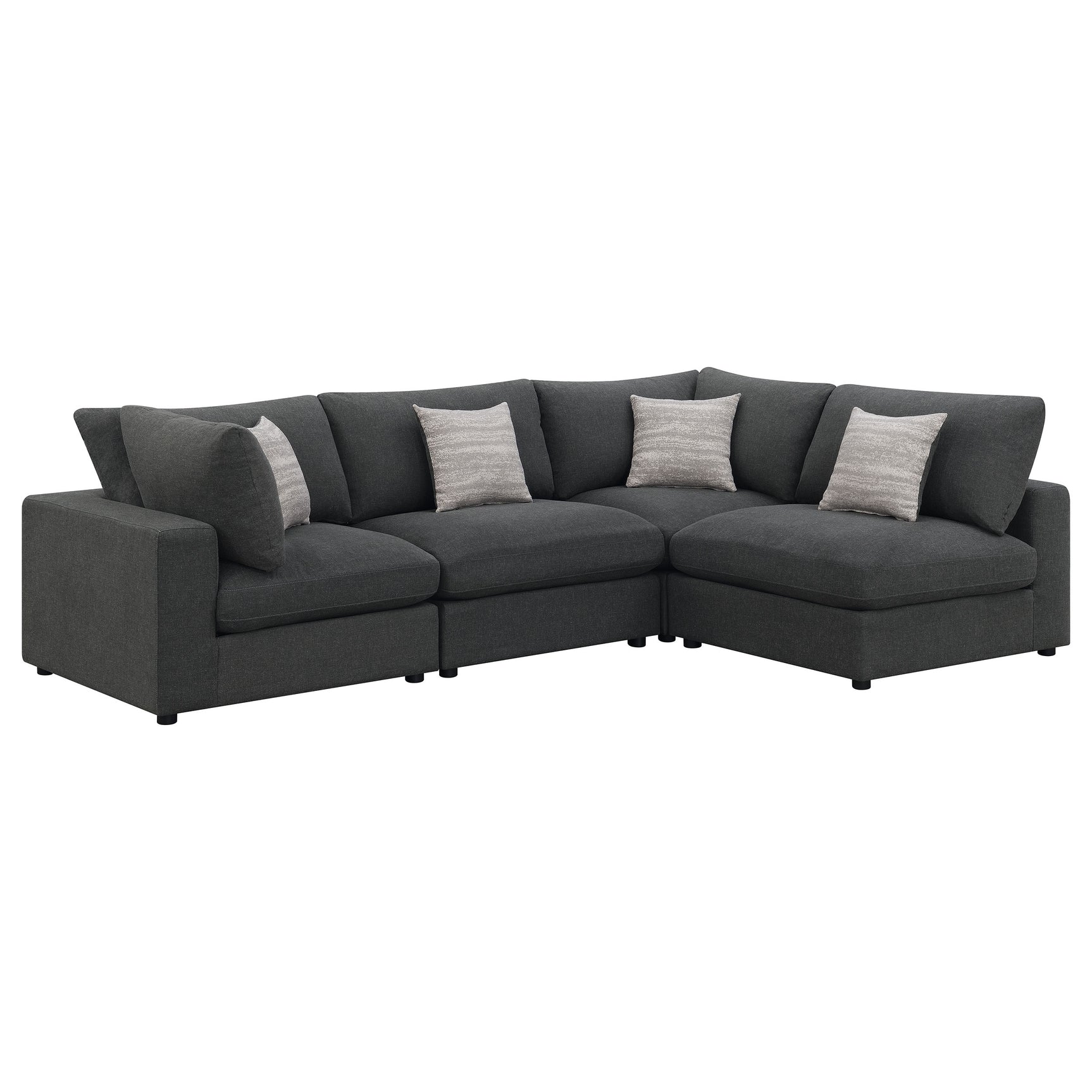 Serene 4-piece Upholstered Modular Sectional Sofa Charcoal - Tampa Furniture Outlet