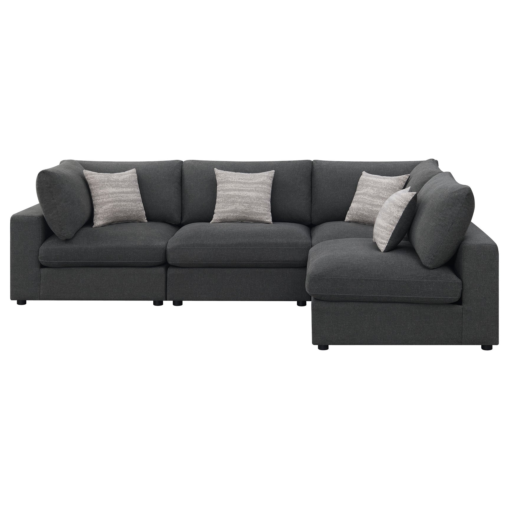 Serene 4-piece Upholstered Modular Sectional Sofa Charcoal - Tampa Furniture Outlet