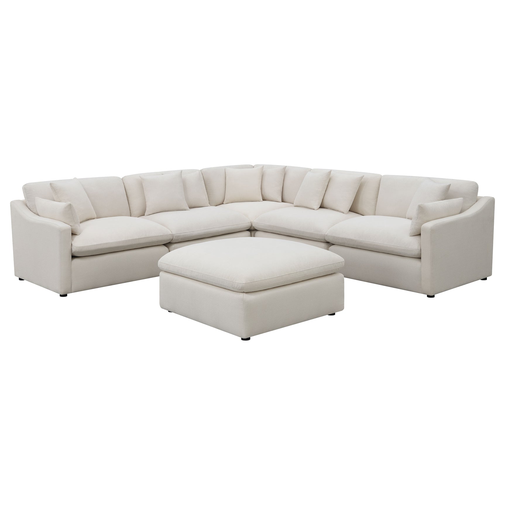 Hobson 6-piece Upholstered Modular Sectional Sofa Ivory - Tampa Furniture Outlet