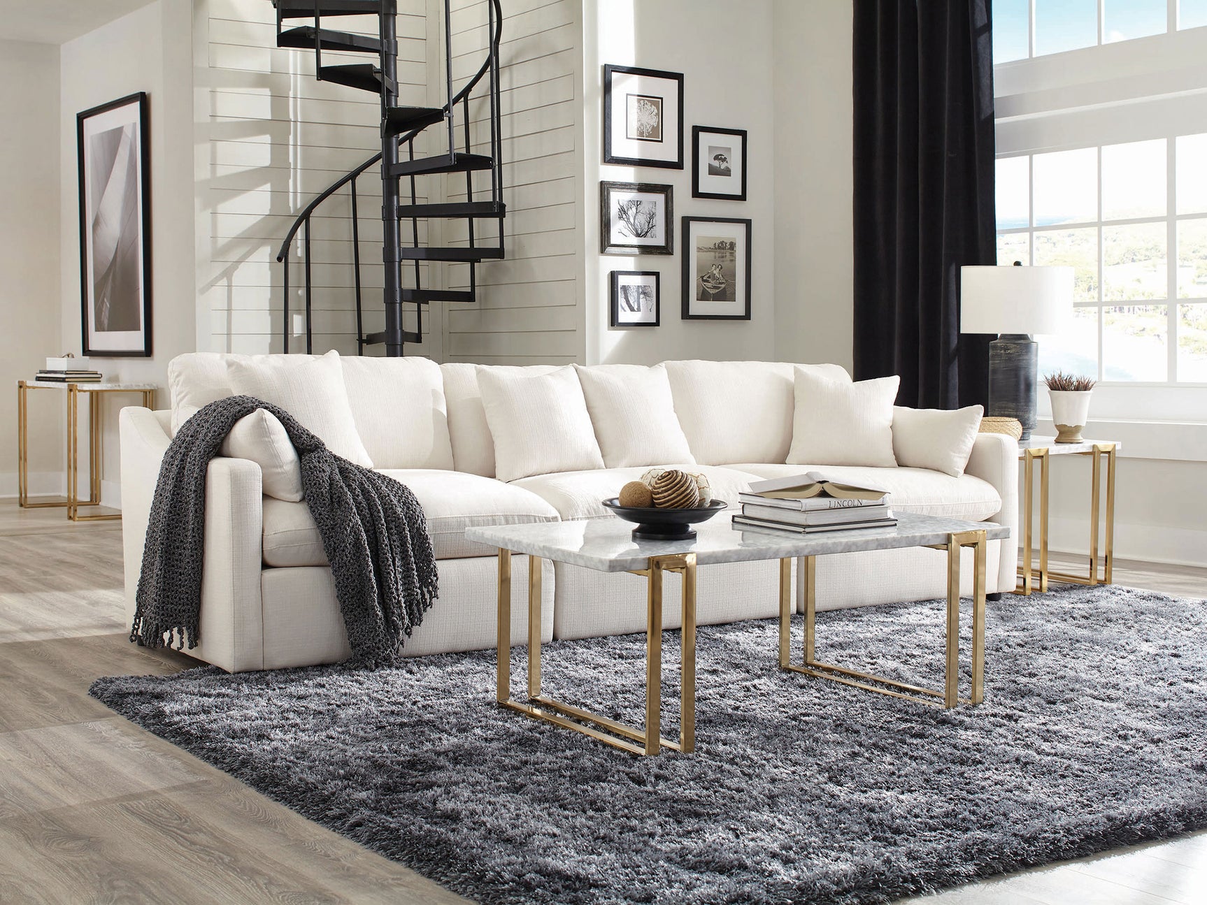 Hobson Upholstered LAF Chair Ivory - Tampa Furniture Outlet