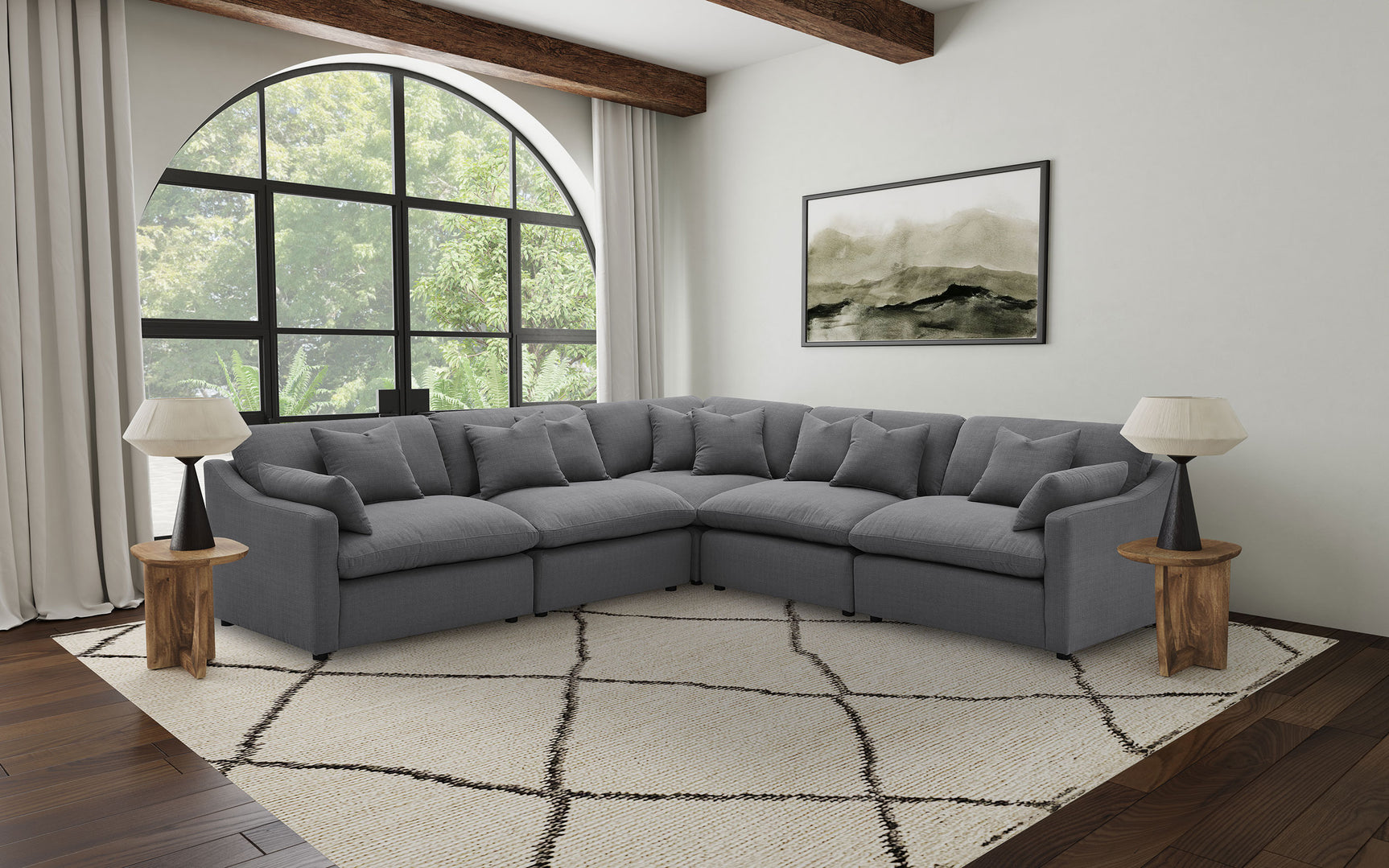 Tampa Furniture Outlet - Coaster - Hobson 5-piece Upholstered Modular Sectional Sofa Charcoal - 551455-SETA