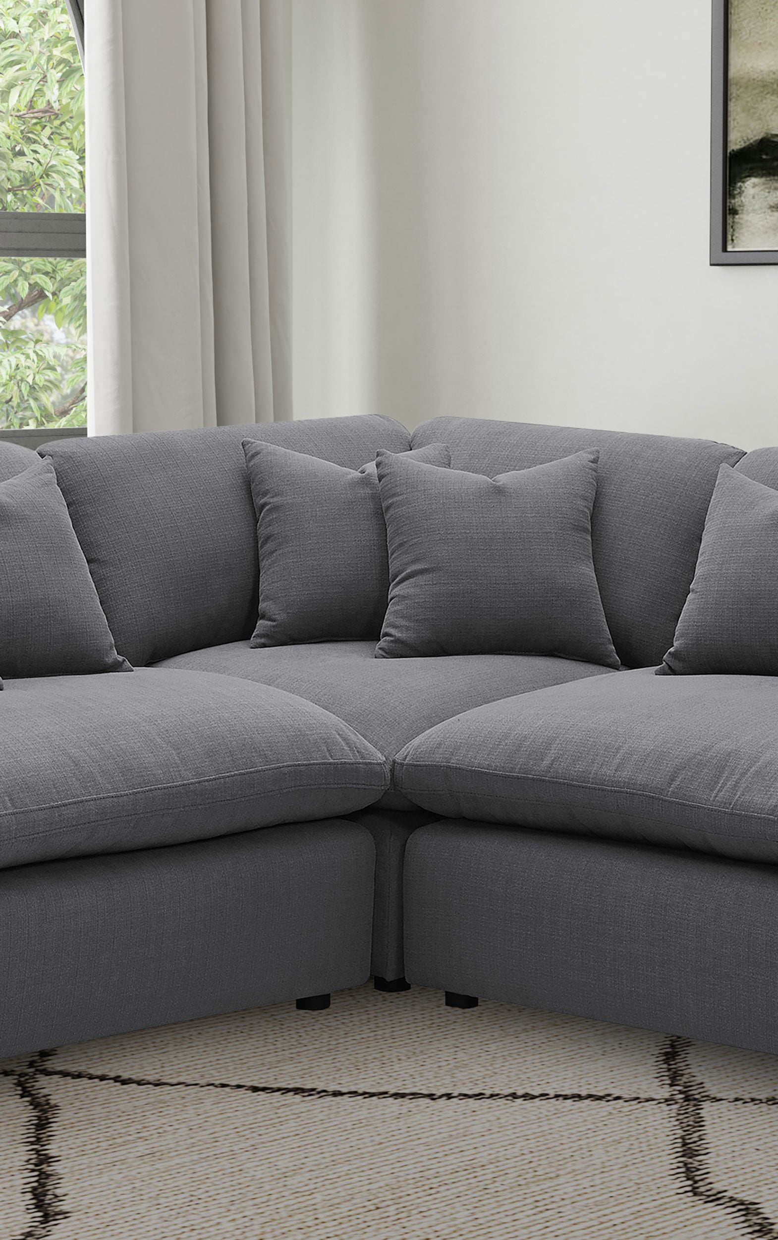Hobson Upholstered Corner Charcoal - Tampa Furniture Outlet