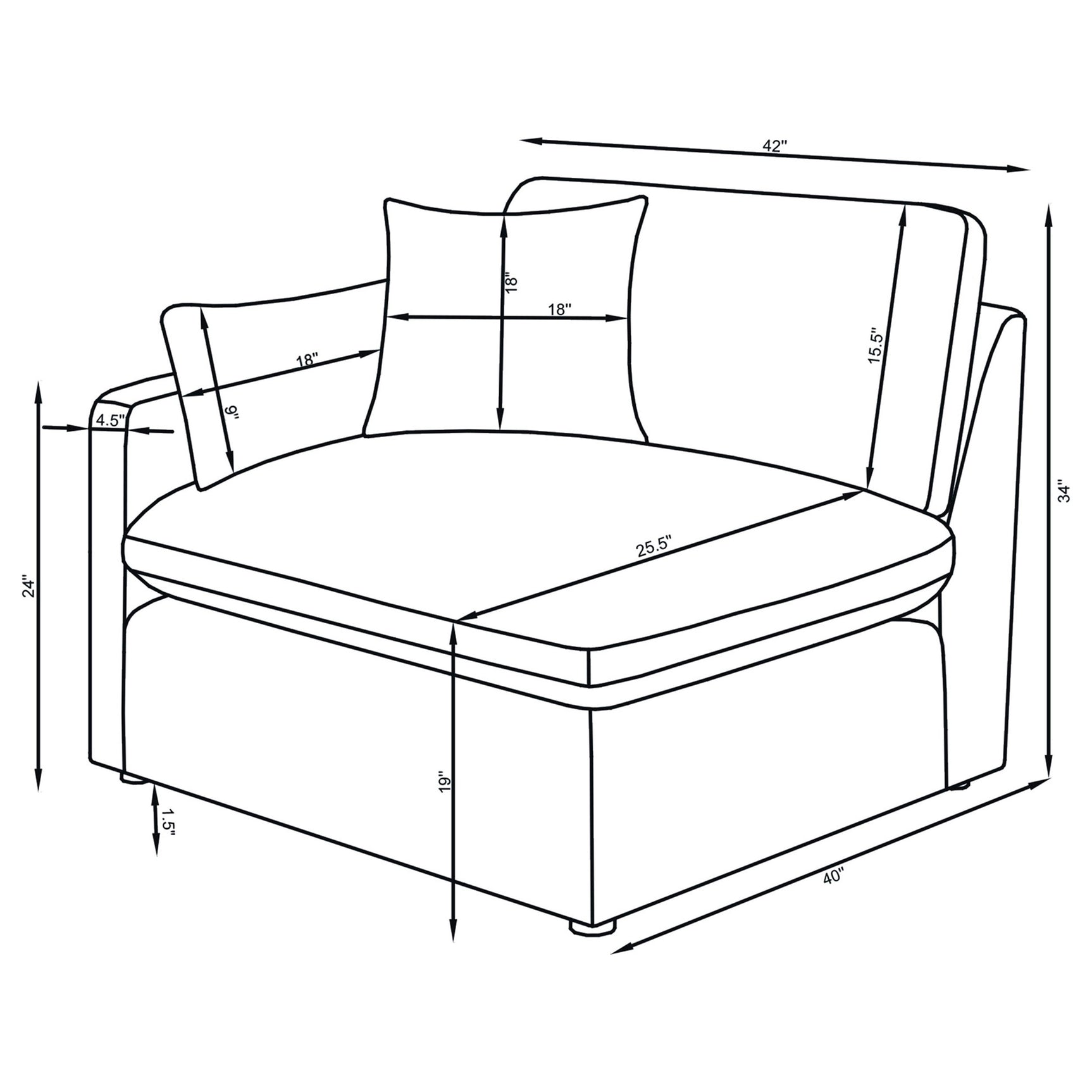 Hobson Upholstered LAF Chair Charcoal - Tampa Furniture Outlet