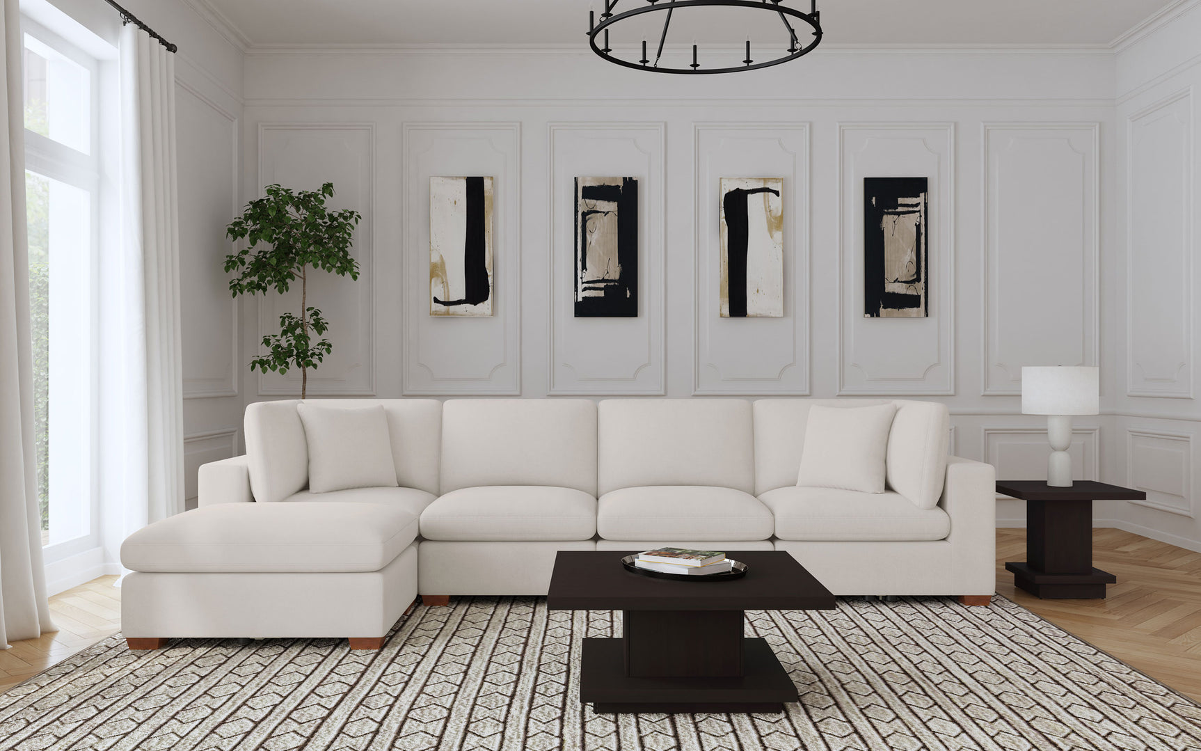 Tampa Furniture Outlet - Coaster - Lakeview 5-piece Upholstered Modular Sectional Sofa Ivory - 551461-SETB