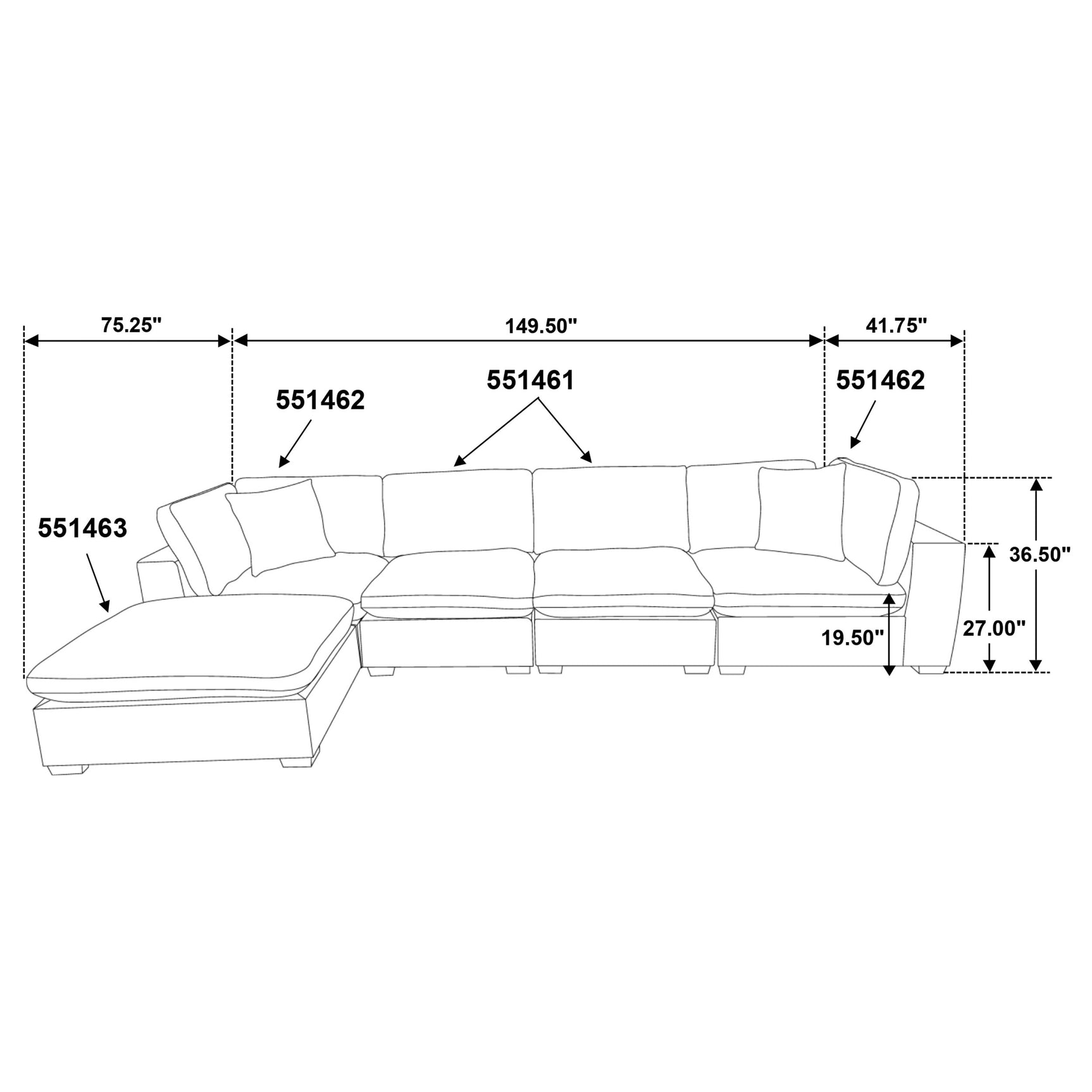Lakeview 5-piece Upholstered Modular Sectional Sofa Ivory - Tampa Furniture Outlet