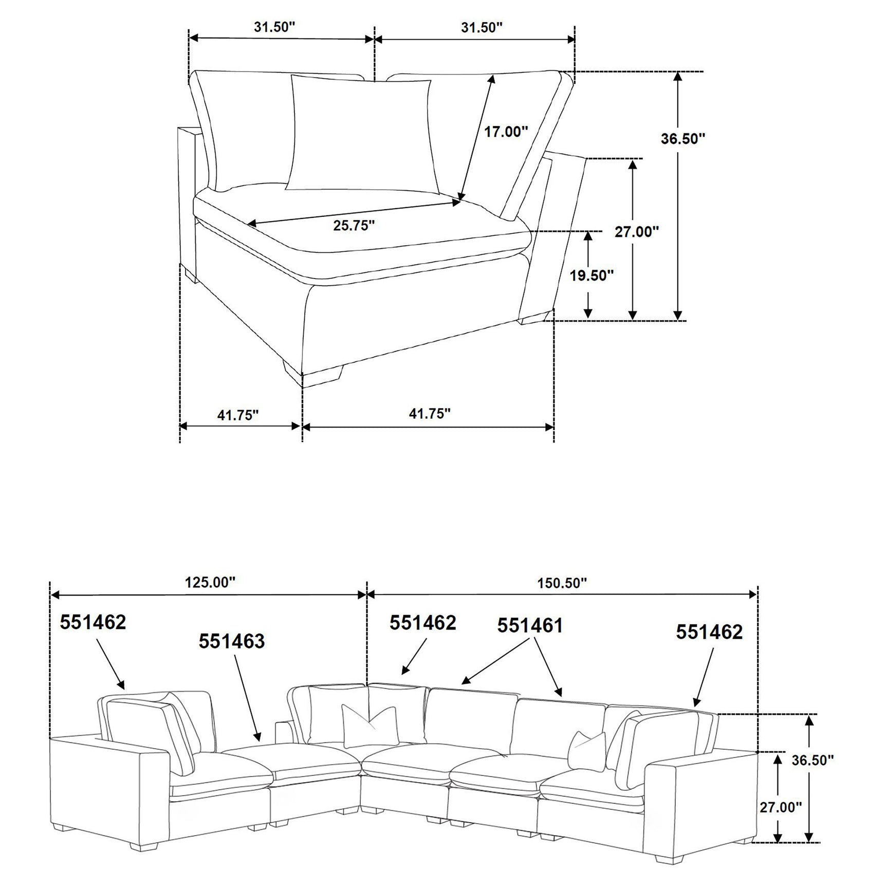 Lakeview 6-piece Upholstered Modular Sectional Sofa Ivory - Tampa Furniture Outlet