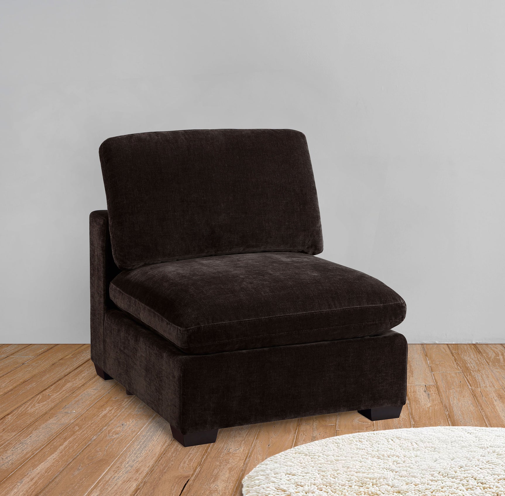 Lakeview Upholstered Armless Chair Dark Chocolate - Tampa Furniture Outlet