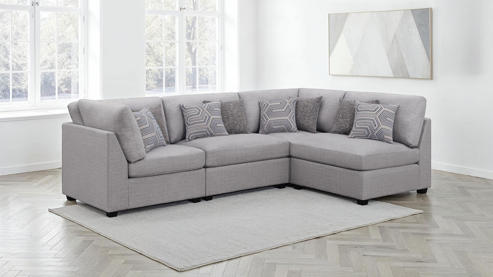 Tampa Furniture Outlet - Coaster - Cambria 4-piece Upholstered Modular Sectional Sofa Grey - 551511-S4B