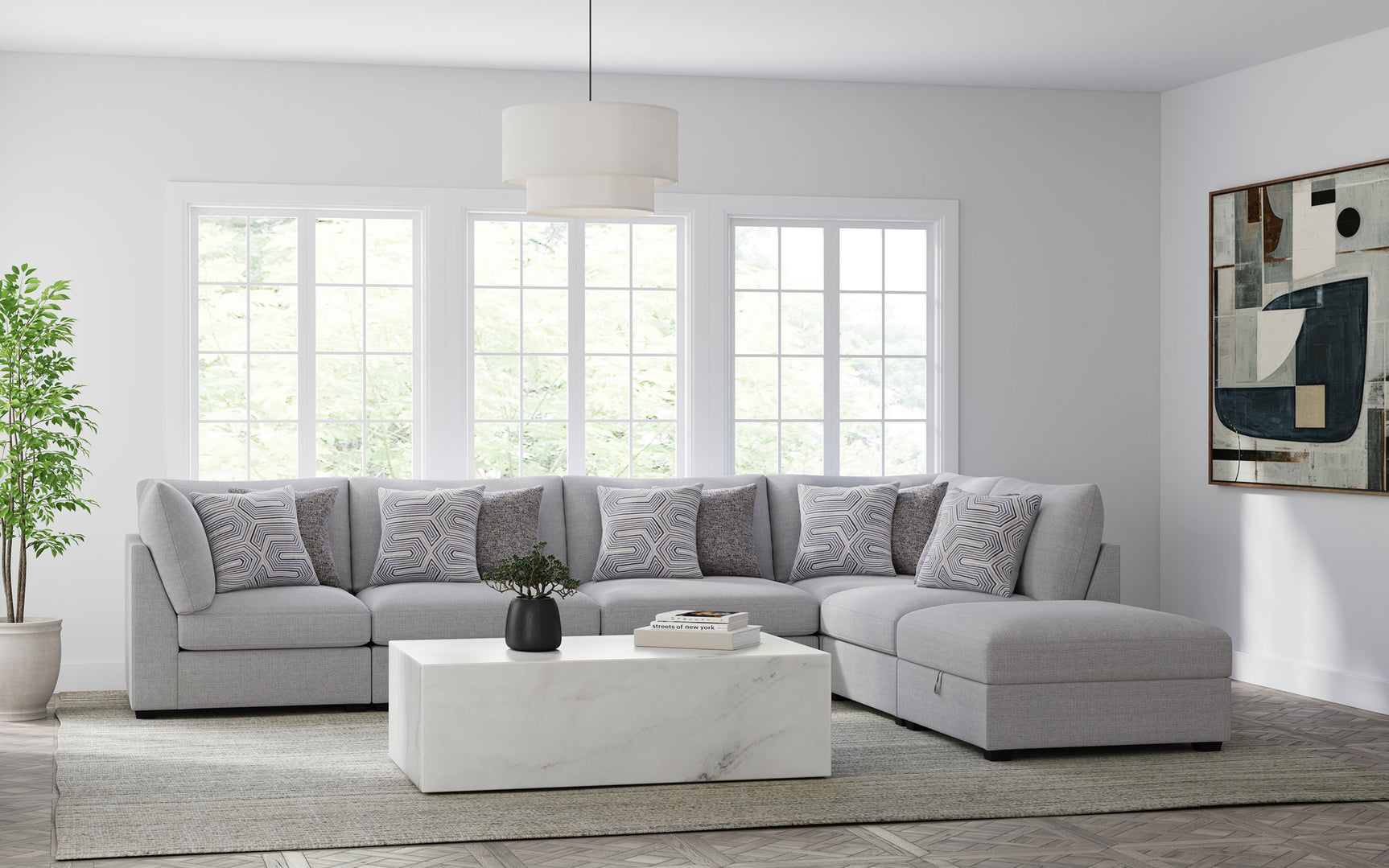 Tampa Furniture Outlet - Coaster - Cambria 6-piece Upholstered Modular Sectional Sofa Grey - 551511-SET