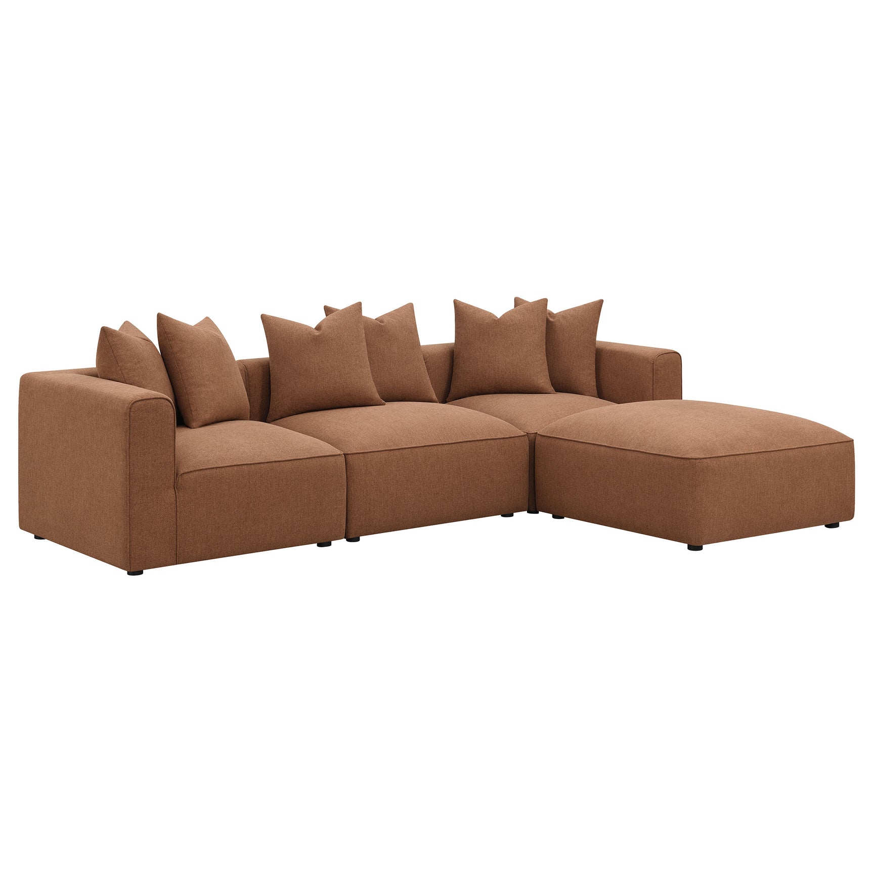 Jennifer Square Upholstered Ottoman Terracotta - Tampa Furniture Outlet