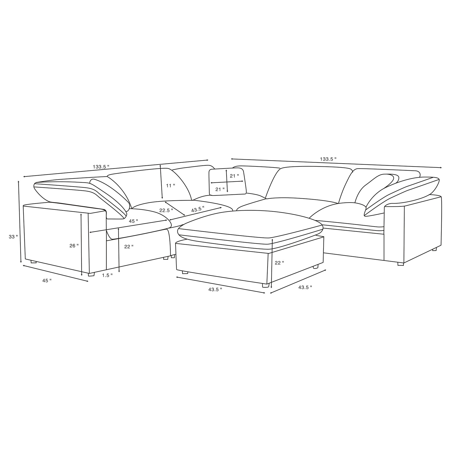 Raleigh 6-piece Boucle Upholstered Modular Sectional Ivory - Tampa Furniture Outlet