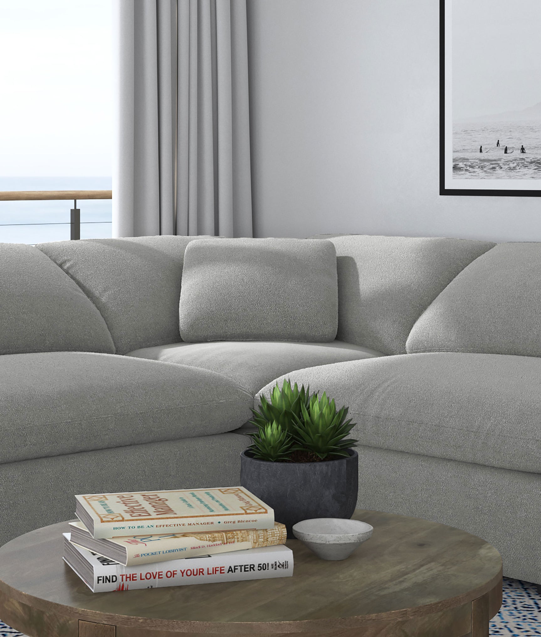 Raleigh Boucle Upholstered Corner Chair Grey - Tampa Furniture Outlet