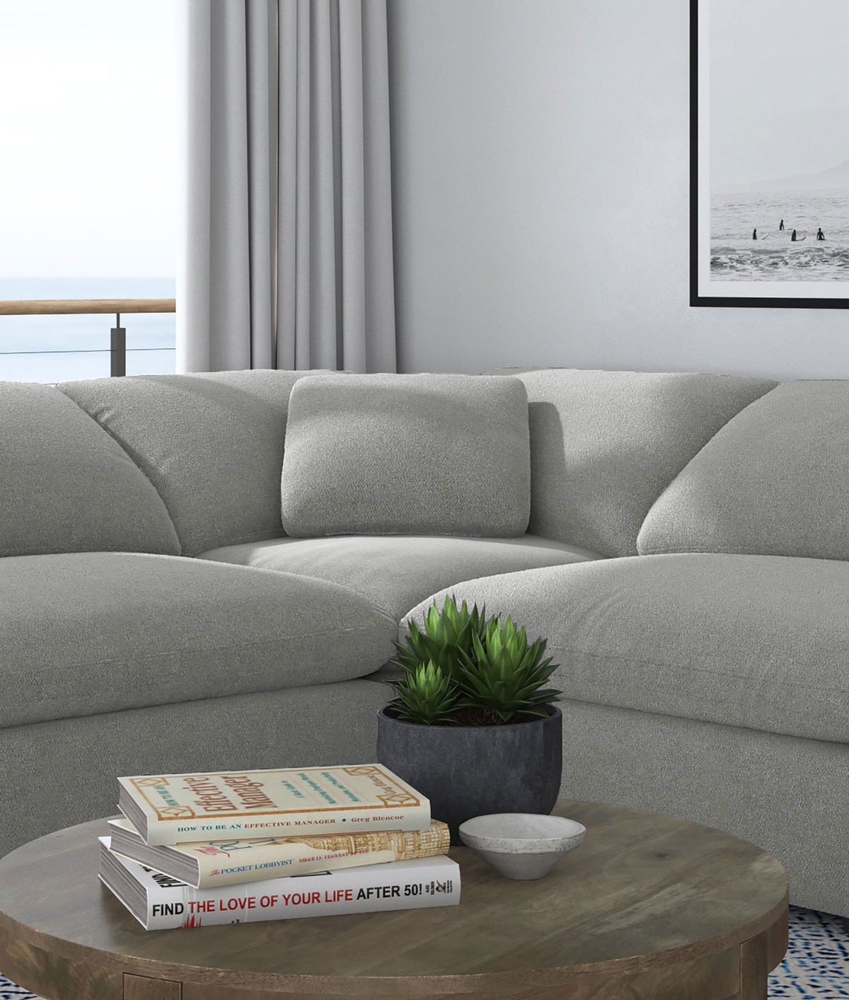 Raleigh Boucle Upholstered Corner Chair Grey