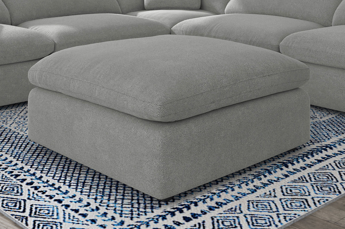 Raleigh Boucle Upholstered Ottoman Grey