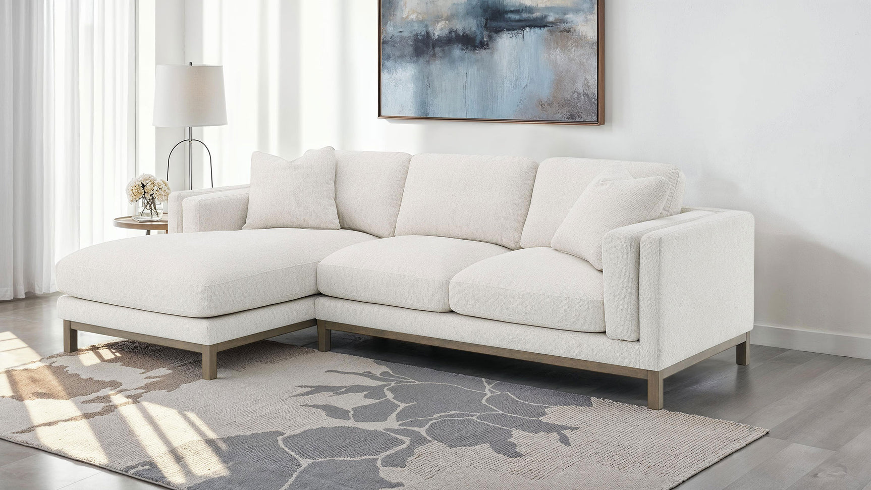 Geneva Boucle Upholstered Sectional Chaise Sofa Sand - Tampa Furniture Outlet