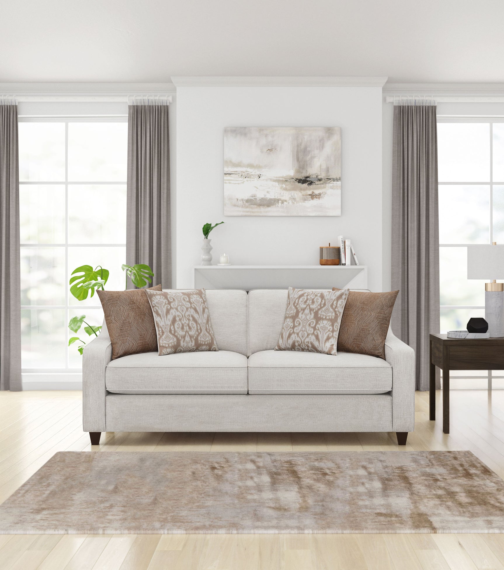 Christine Upholstered Sloped Arm Sofa Beige - Tampa Furniture Outlet