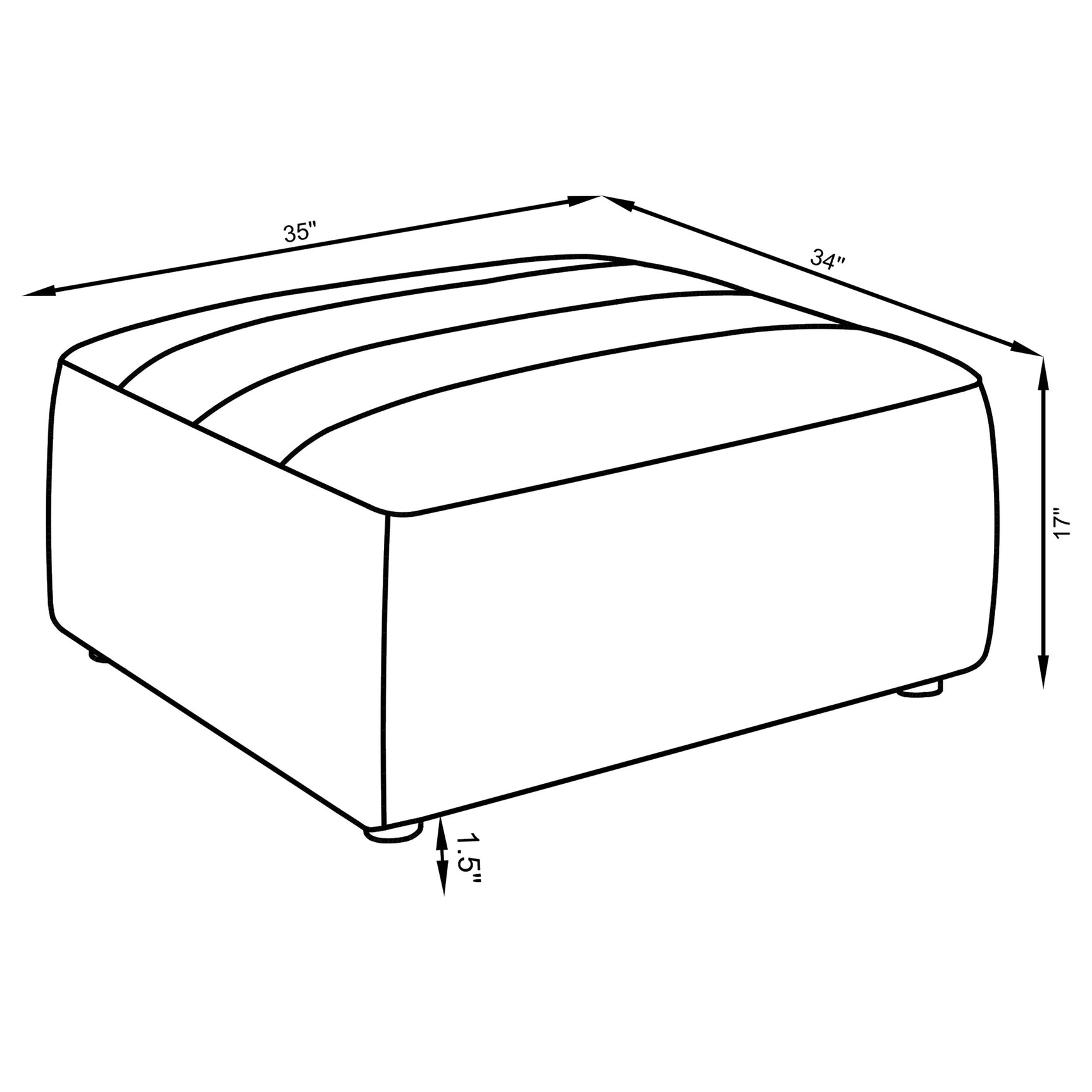Sunny Square Upholstered Ottoman Dark Charcoal - Tampa Furniture Outlet