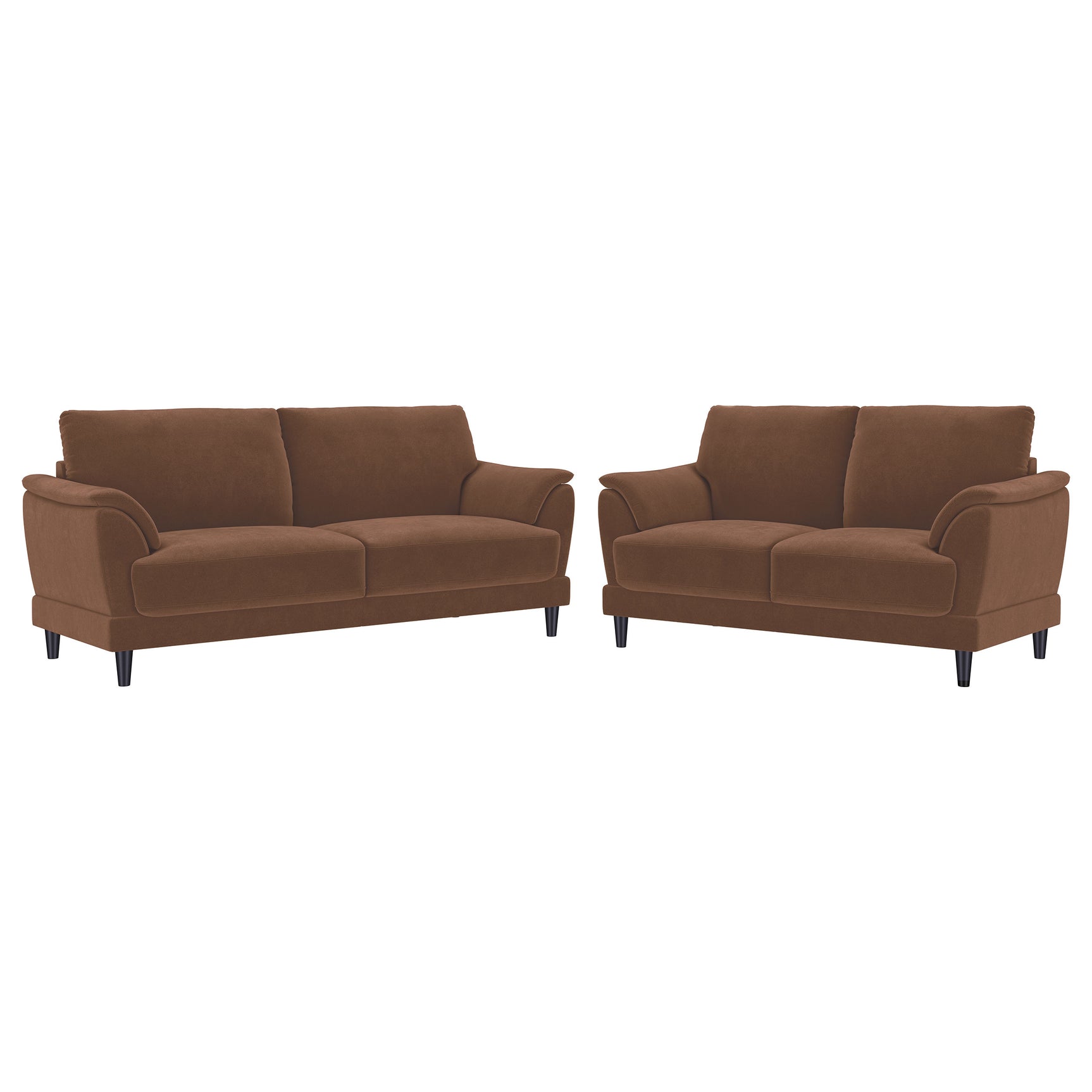 Selma 2-piece Velvet Upholstered Crescent Arm Sofa Set Rust - Tampa Furniture Outlet