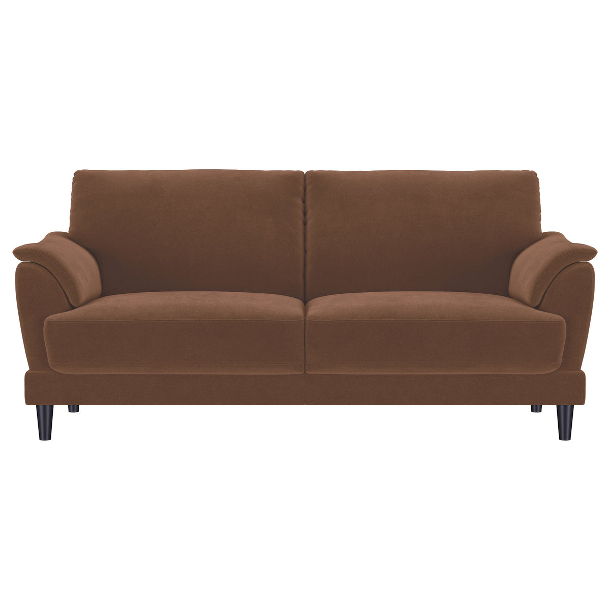 Selma Velvet Upholstered Crescent Arm Sofa Rust