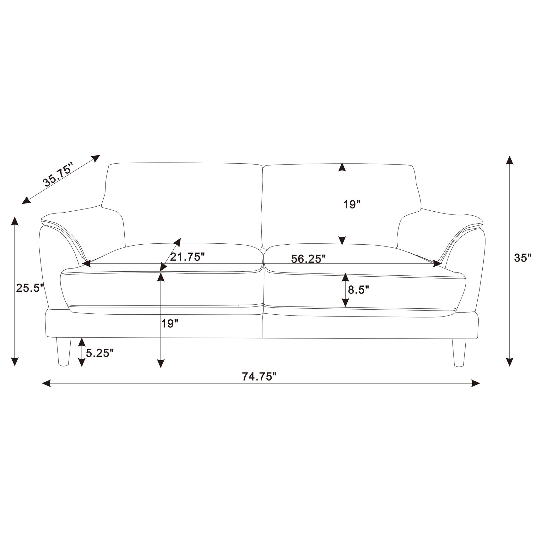 Selma Velvet Upholstered Crescent Arm Sofa Rust - Tampa Furniture Outlet