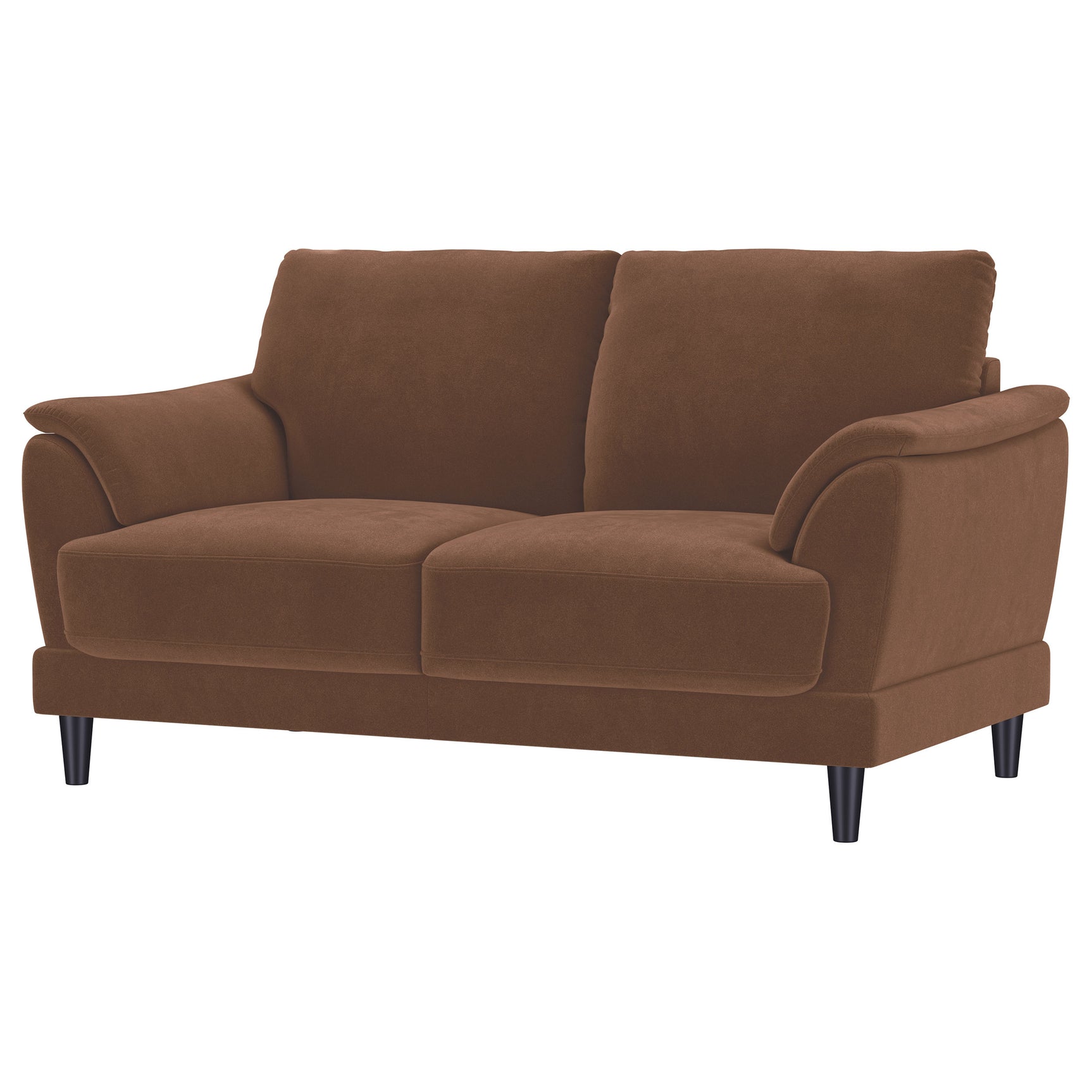 Selma Velvet Upholstered Crescent Arm Loveseat Rust - Tampa Furniture Outlet