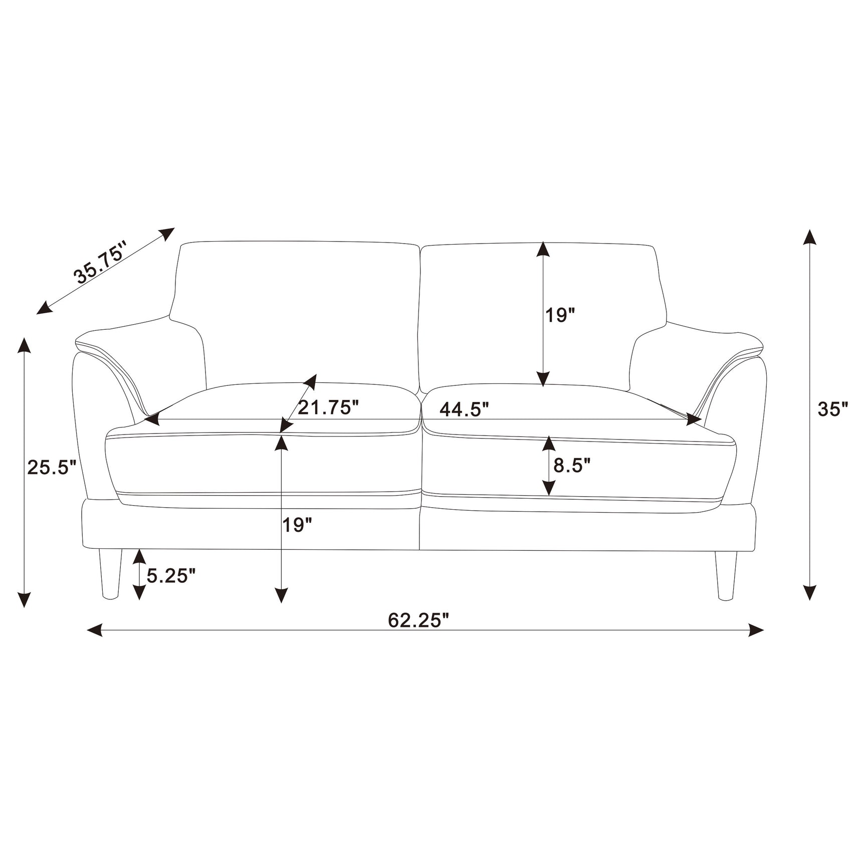 Selma Velvet Upholstered Crescent Arm Loveseat Rust - Tampa Furniture Outlet