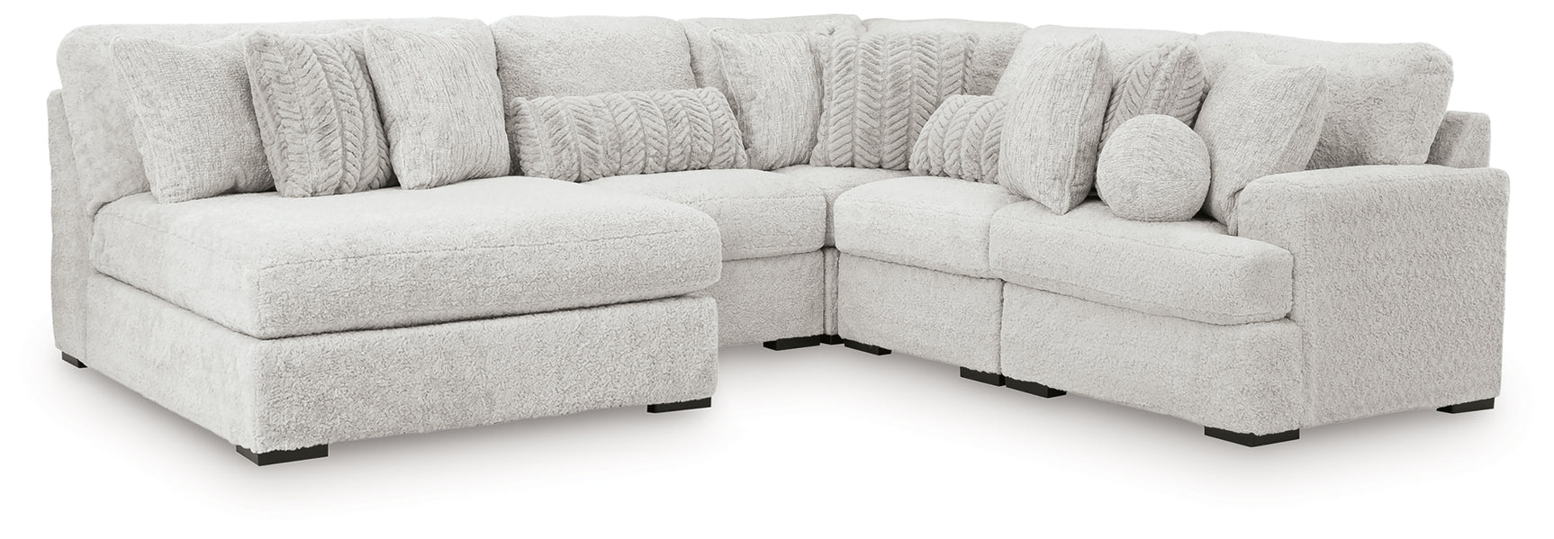 Tampa Furniture Outlet - Ashley Furniture - Cuddle Plush Sectional - 5-Piece Sectional with Chaise / Arctic - PC59106S11
