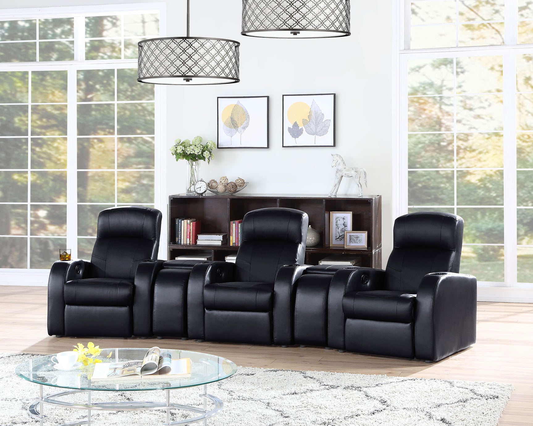Cyrus 5-piece Upholstered Home Theater Seating - Tampa Furniture Outlet