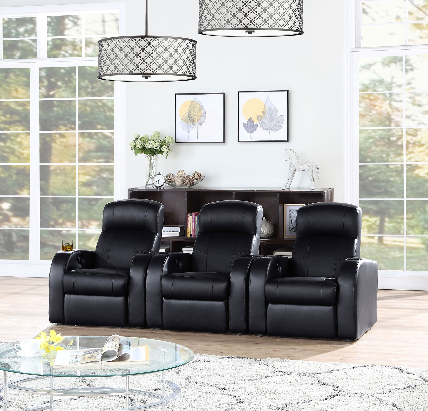 Cyrus 3-piece Upholstered Home Theater Seating - Tampa Furniture Outlet