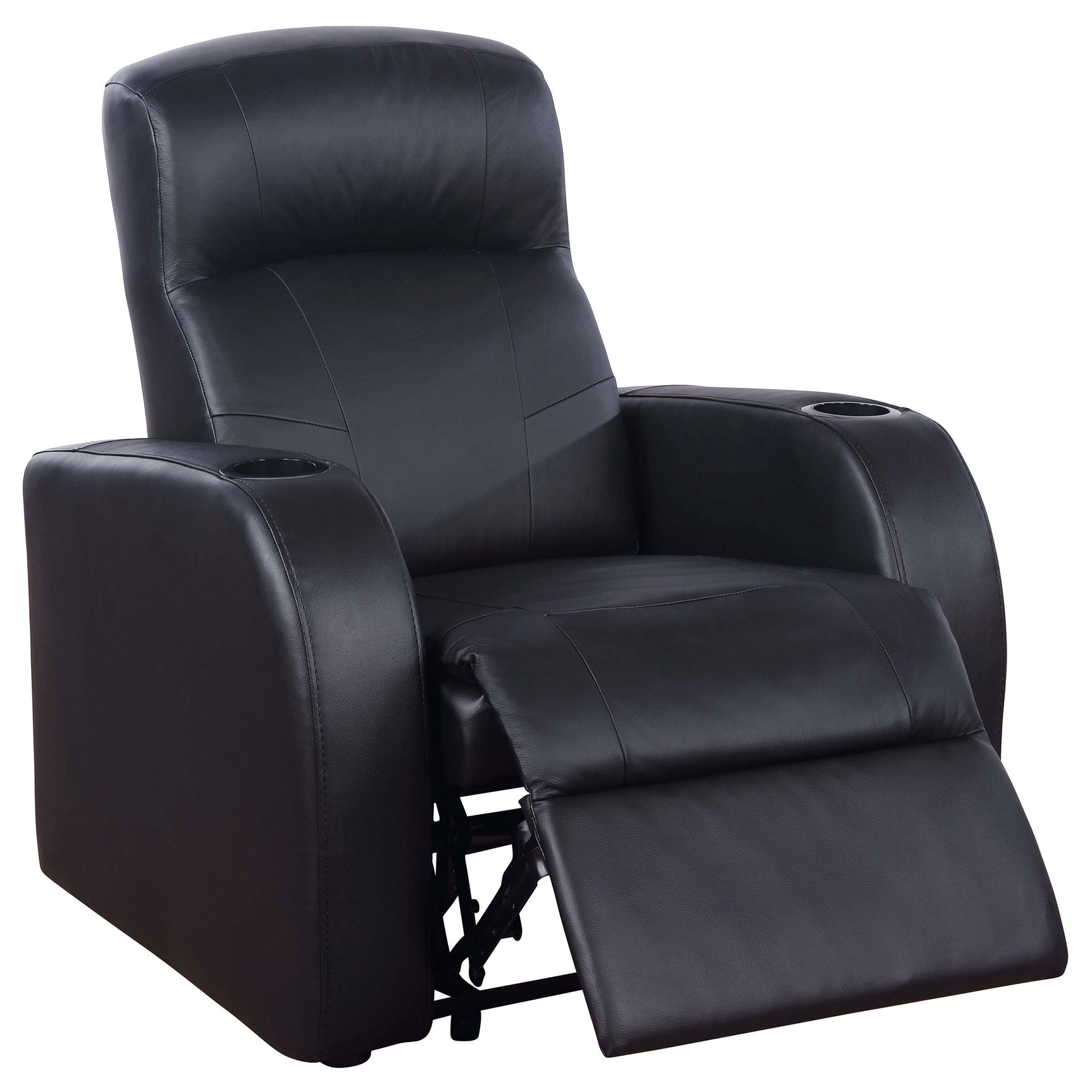 Cyrus Upholstered Track Arm Recliner Black - Tampa Furniture Outlet
