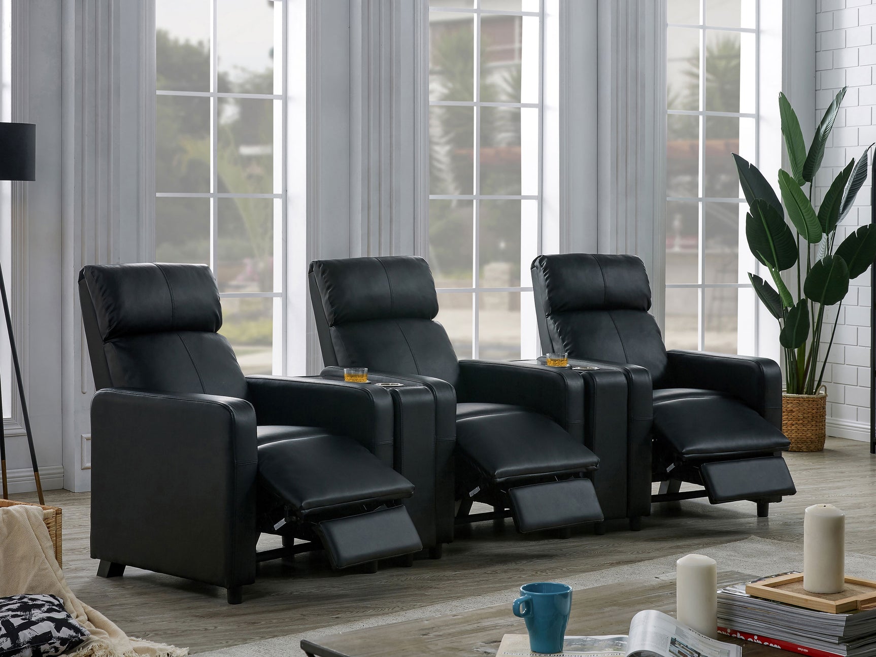 Toohey Upholstered Tufted Recliner Living Room Set Black - Tampa Furniture Outlet