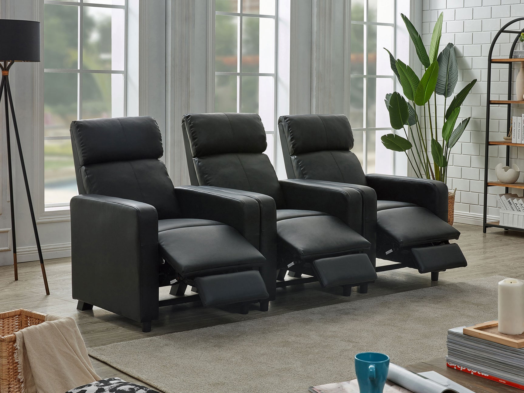Toohey Upholstered Tufted Recliner Living Room Set Black - Tampa Furniture Outlet