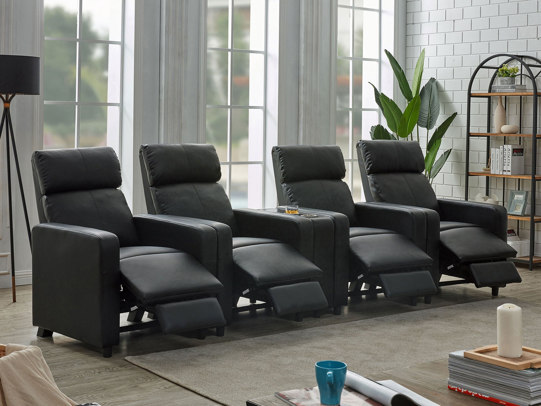 Toohey Upholstered Tufted Recliner Living Room Set Black - Tampa Furniture Outlet
